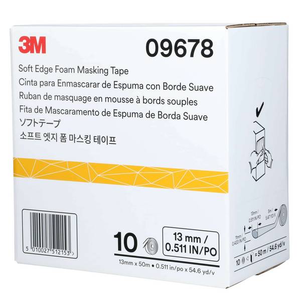 3M Soft Edge Foam Abdeckband, 50 m x 13 mm, weiss