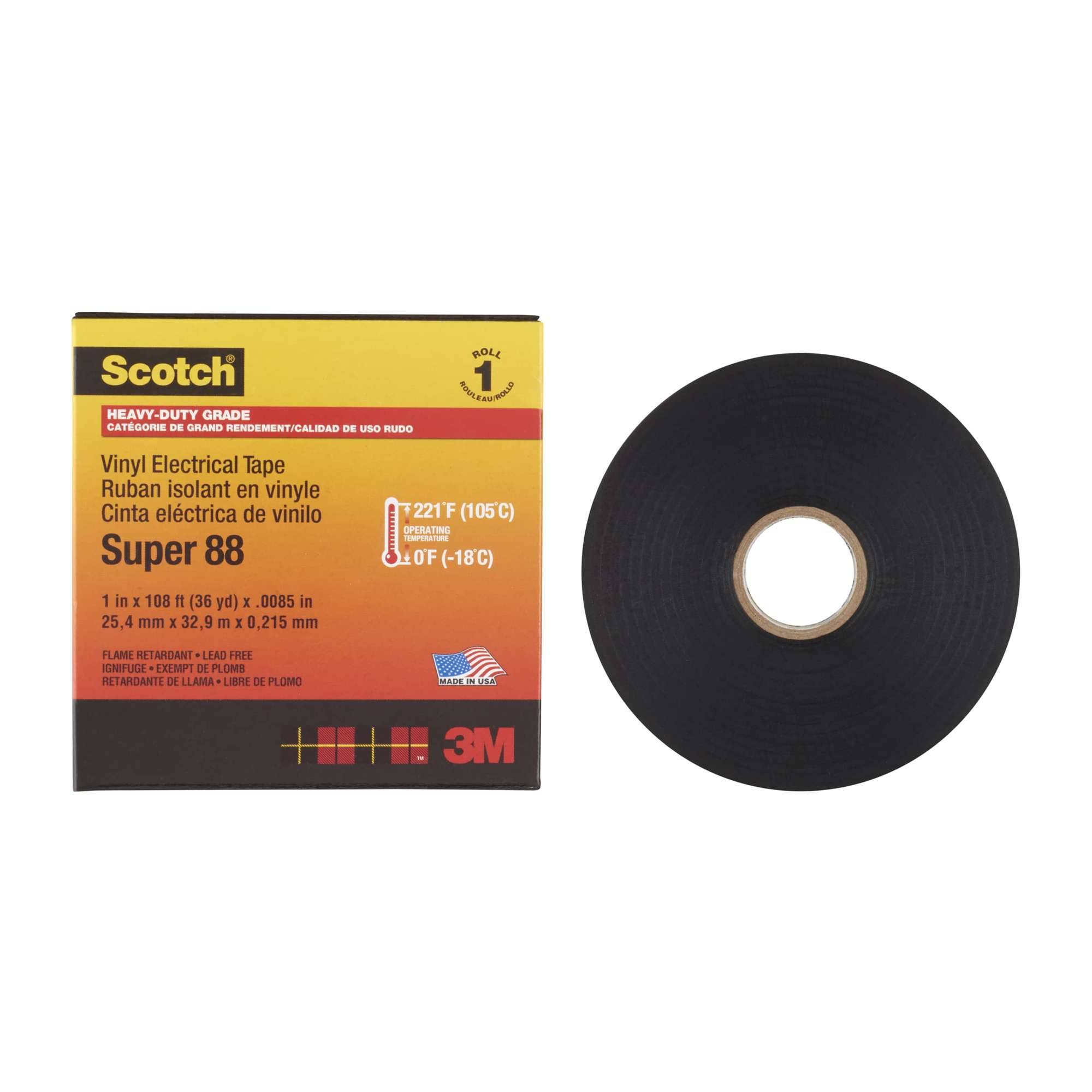 3M Scotch Super 88 Vinyl Elektro-Isolierband, 33 m x 25 mm, schwarz