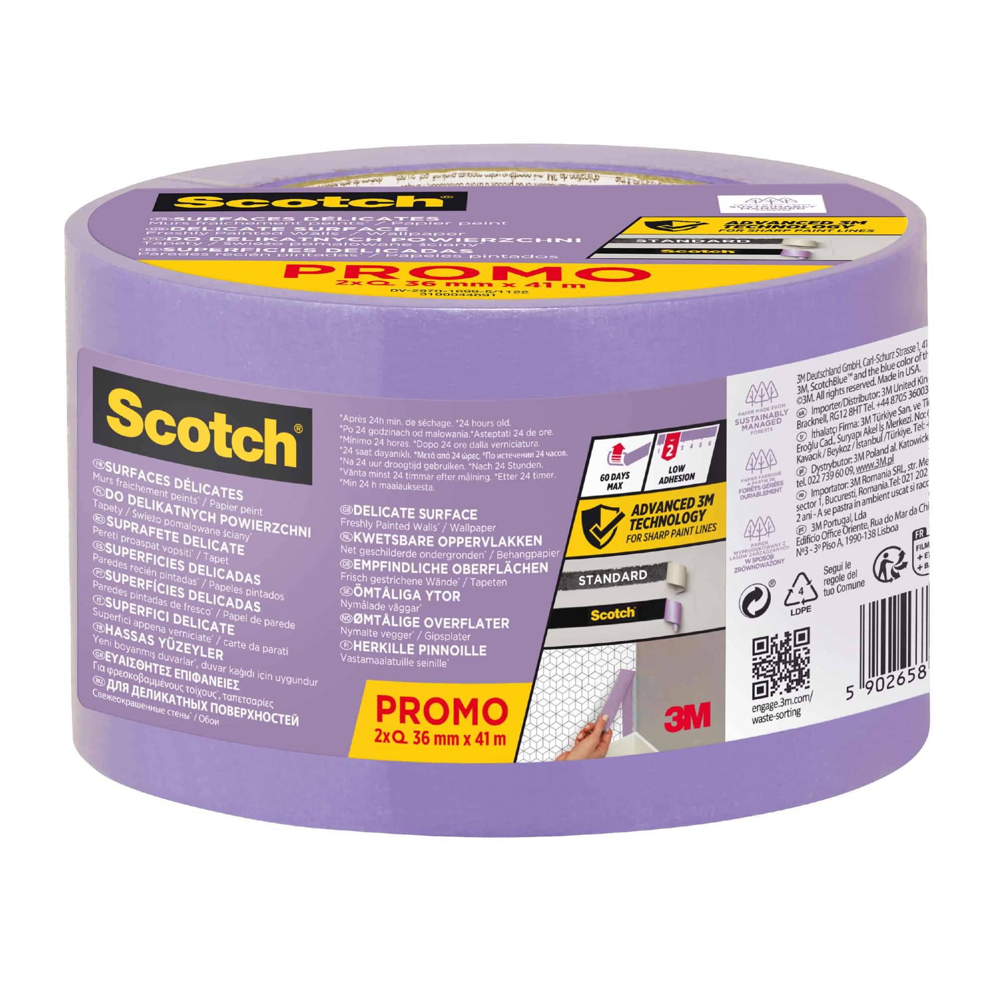 3M Scotch Malerabdeckband für empfindliche Oberflächen, 41 m x 36 mm, violett-0
