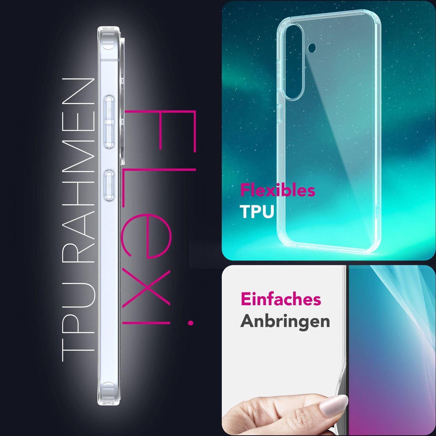 NALIA Handyhülle „GLAZE“ für Samsung Galaxy S25 – Transparente Silikon Schutz Hülle-1