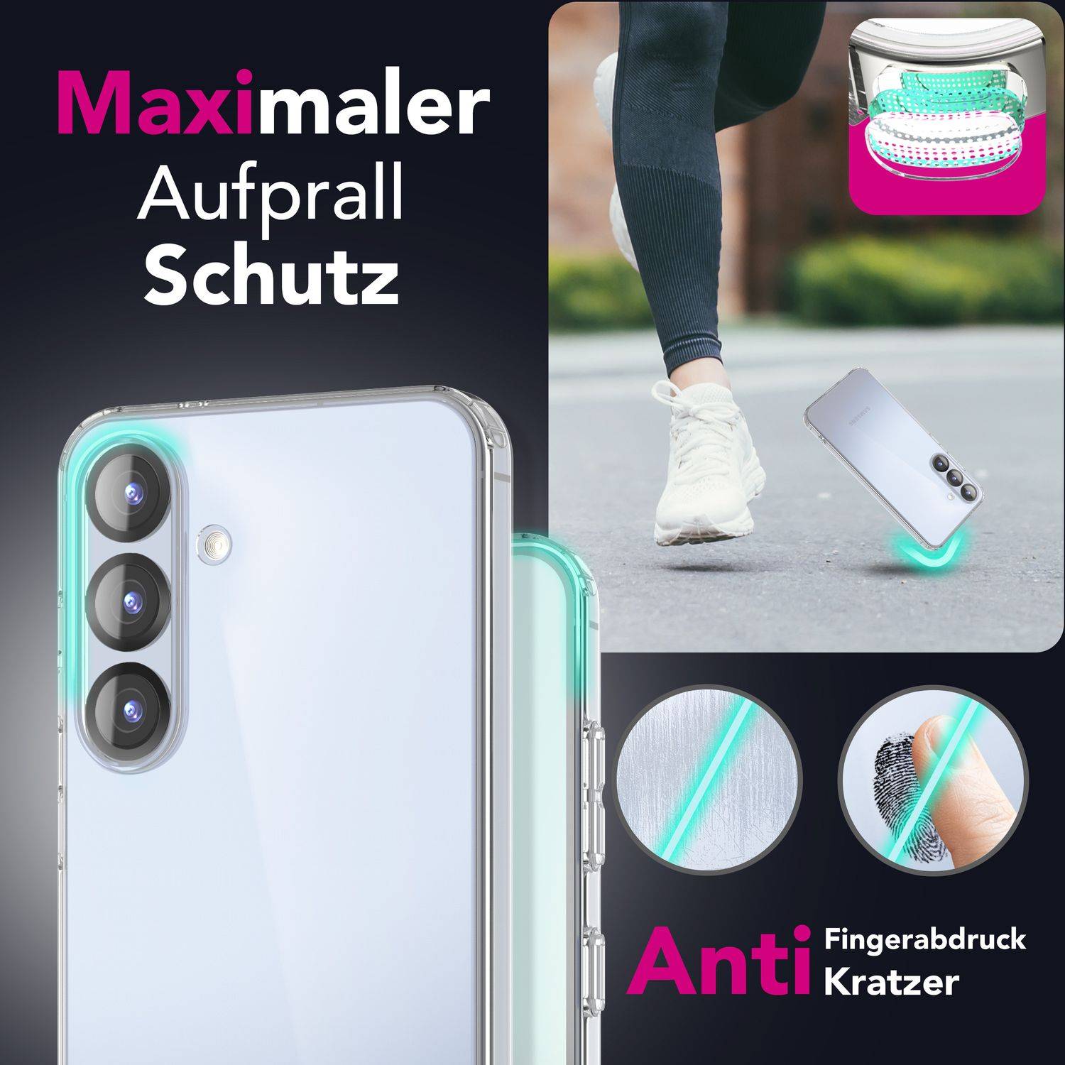 NALIA Handyhülle „GLAZE“ für Samsung Galaxy S25 – Transparente Silikon Schutz Hülle-3