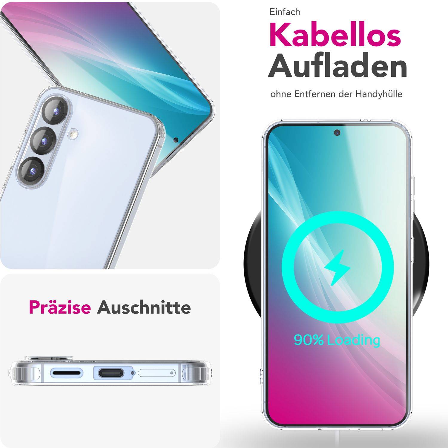 NALIA Handyhülle „GLAZE“ für Samsung Galaxy S25 – Transparente Silikon Schutz Hülle-4