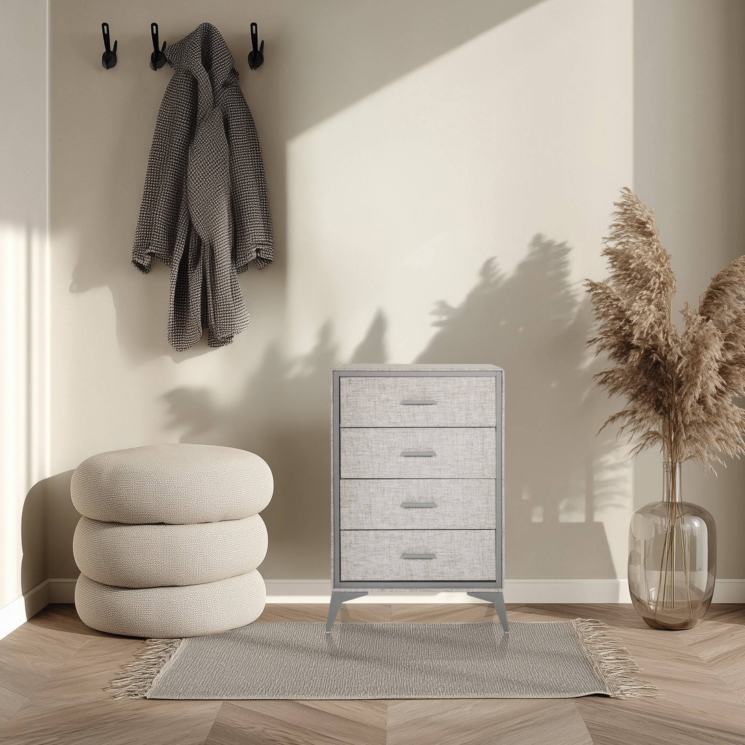 Kommode SKUFFY 64x35x90cm 4 Schubladen grau hjh LIVING-3