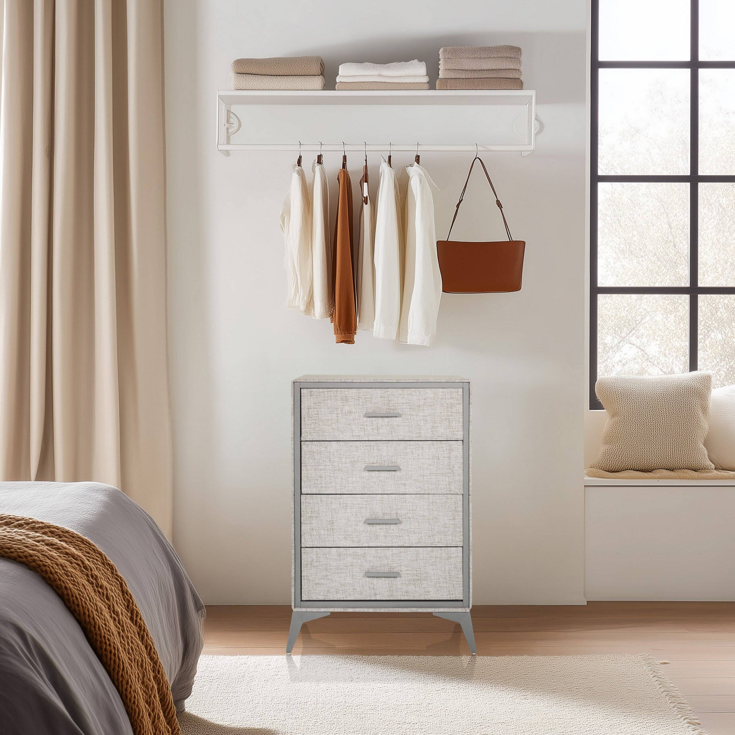 Kommode SKUFFY 64x35x90cm 4 Schubladen grau hjh LIVING-4