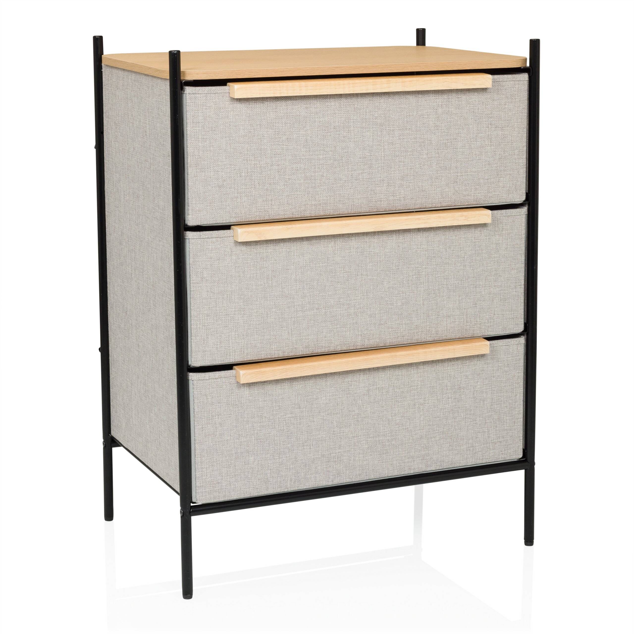 Kommode STUVAR 58x40x79cm 3 Fächer taupe hjh LIVING-0