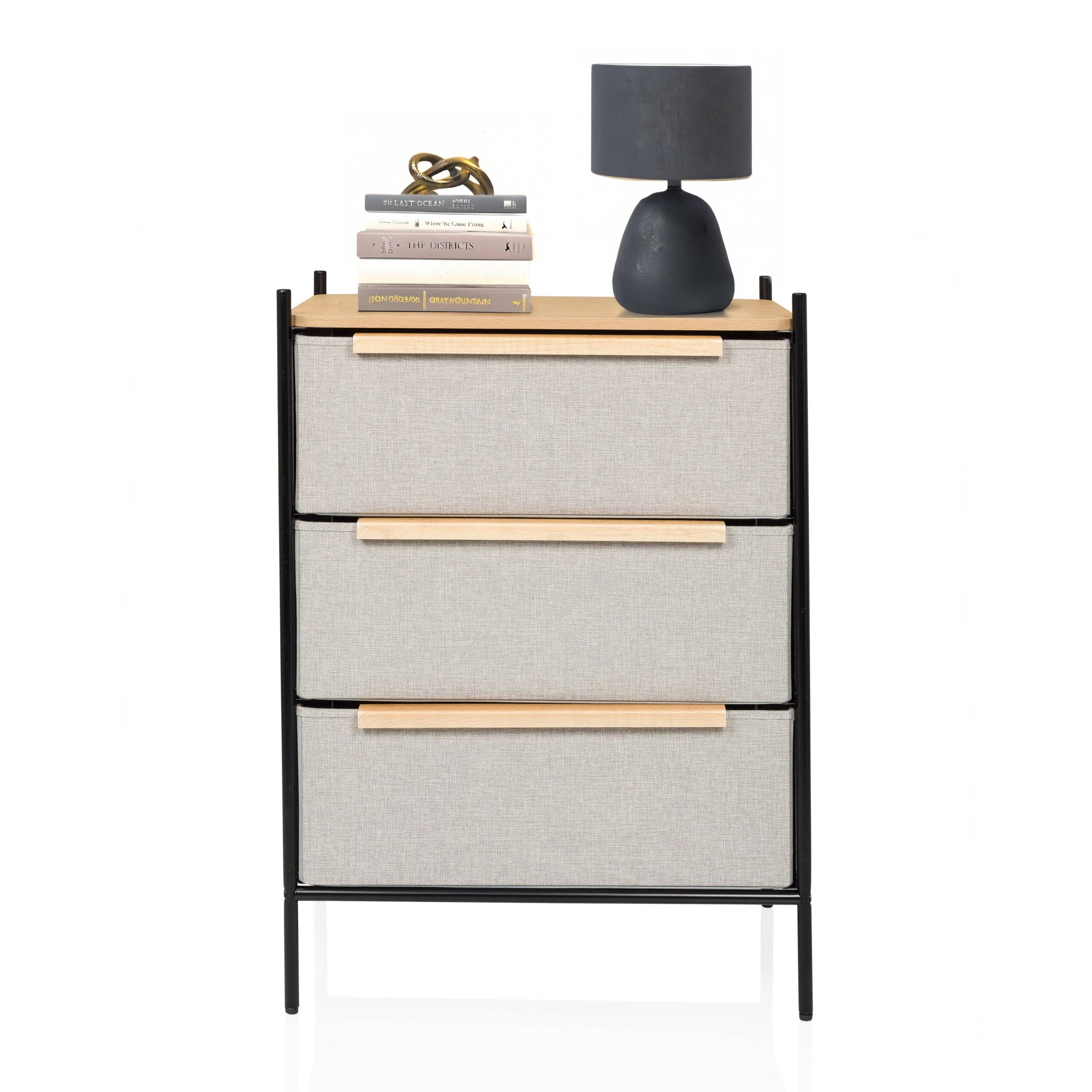 Kommode STUVAR 58x40x79cm 3 Fächer taupe hjh LIVING-2