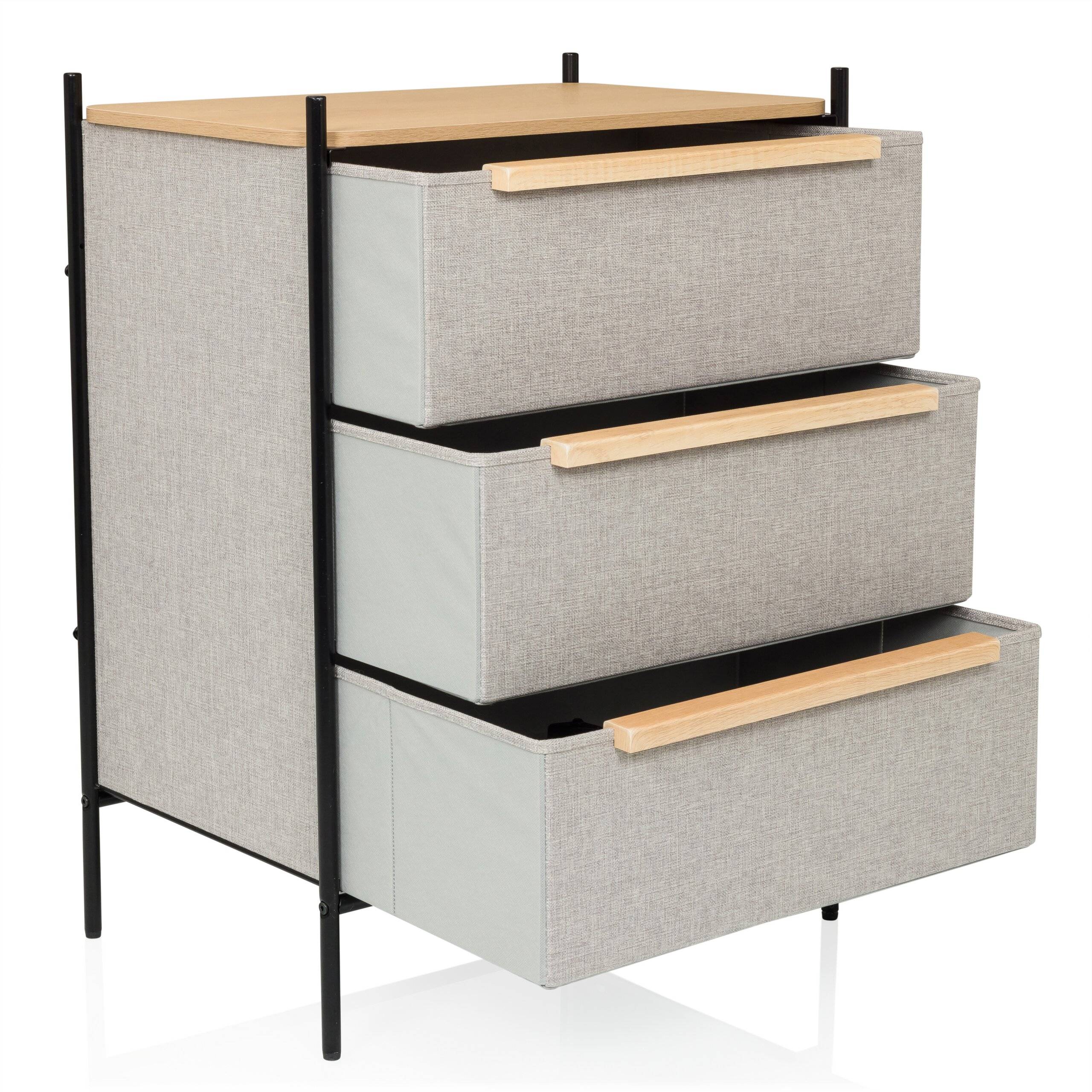 Kommode STUVAR 58x40x79cm 3 Fächer taupe hjh LIVING-3