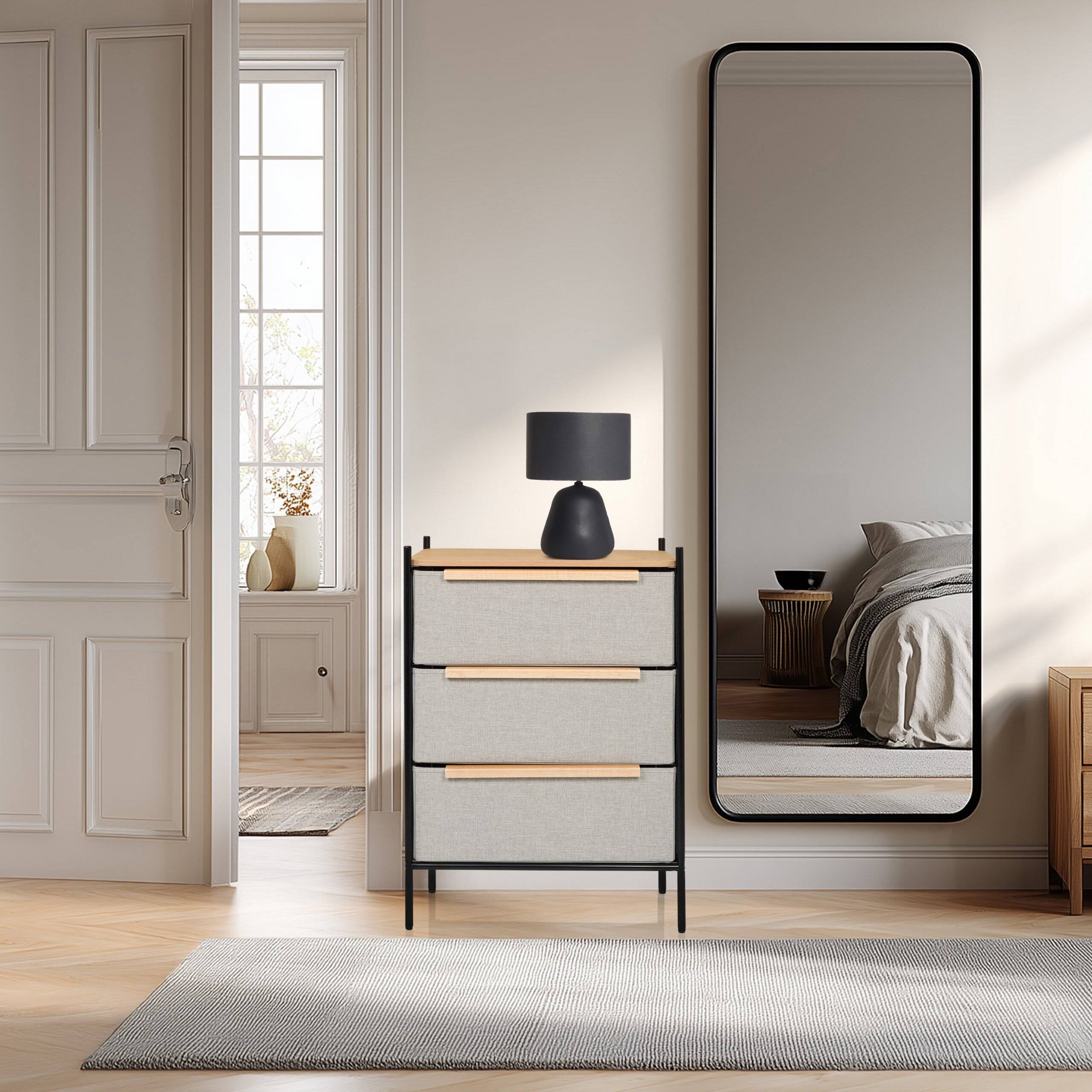 Kommode STUVAR 58x40x79cm 3 Fächer taupe hjh LIVING-4