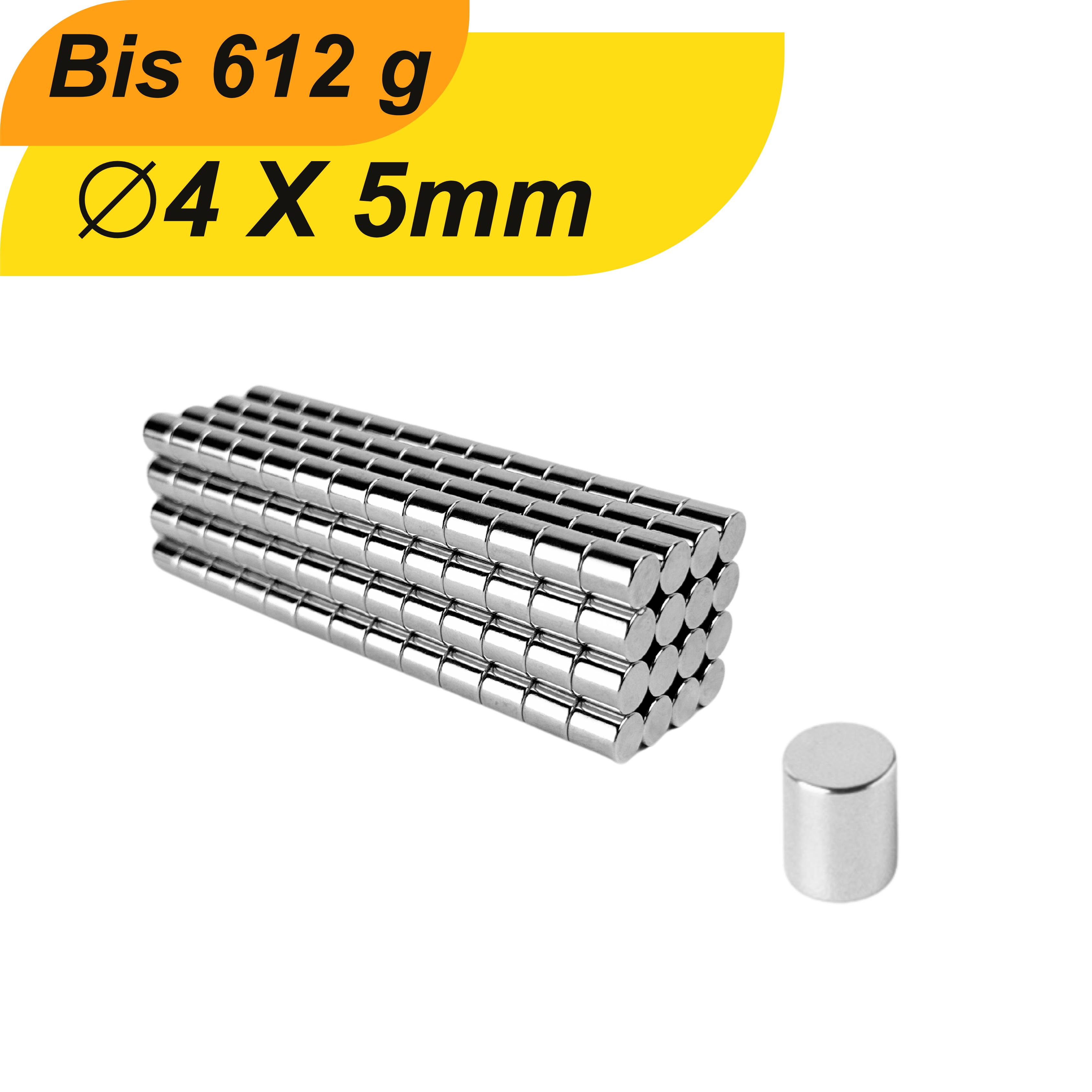 100 Stück Neodym Magnet 4mm x 5mm Supermagnete hohe Haftkraft Scheibenmagnet-0