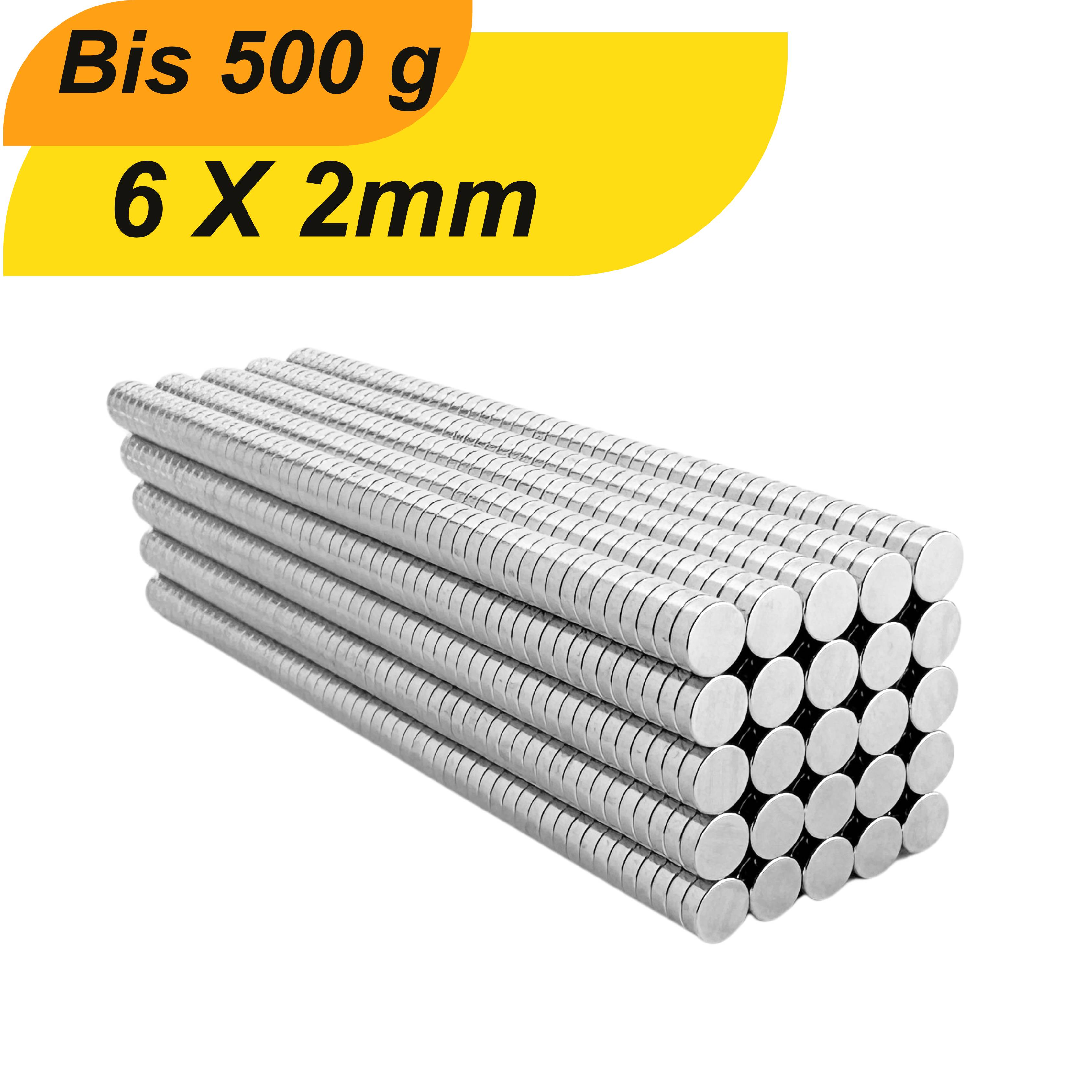 200 Stück Neodym Magnet 6mm x 2mm Supermagnete hohe Haftkraft Scheibenmagnet-0