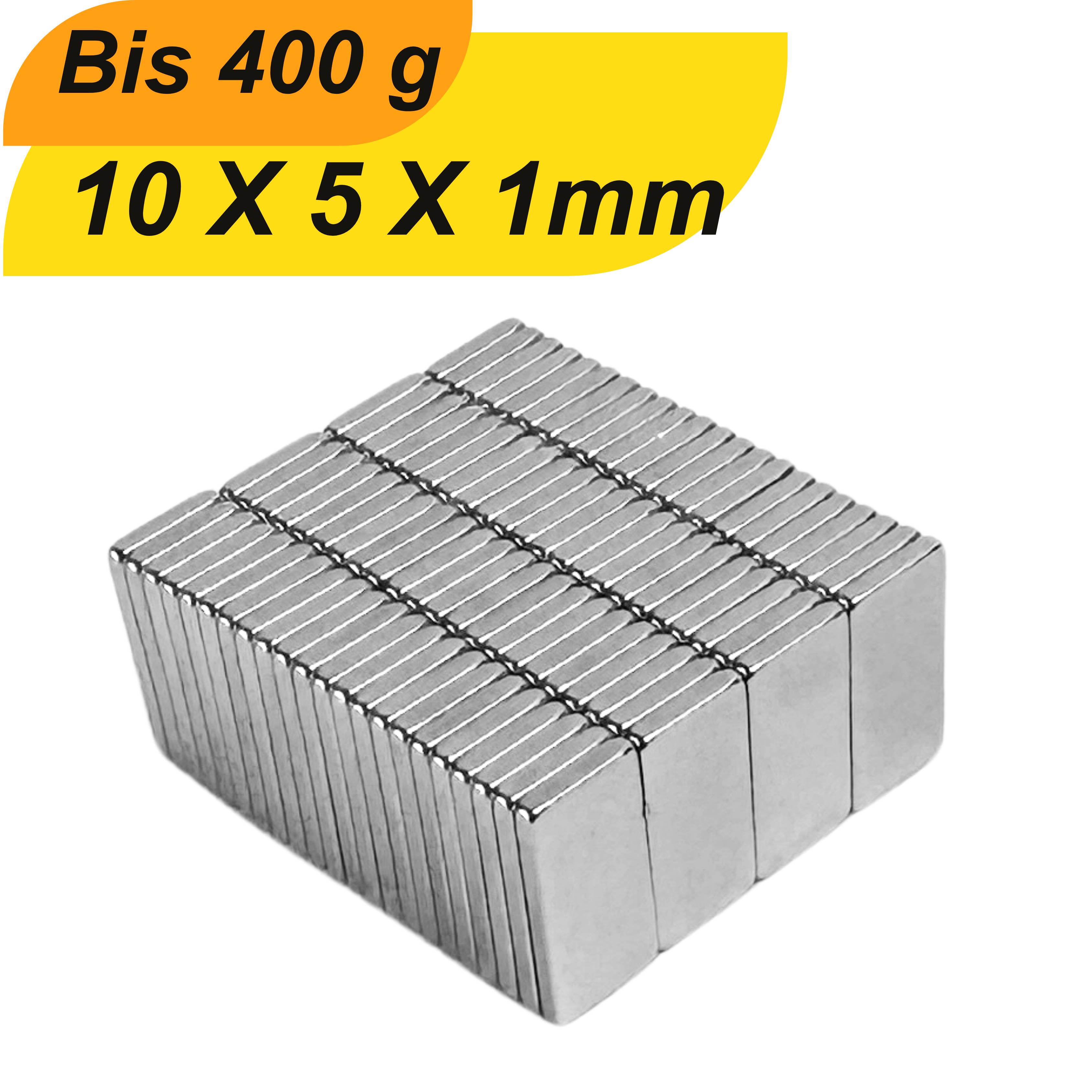 200 Stück Neodym Magnet 10mm x 5mm x 1mm Supermagnete hohe Haftkraft Quadermagnete-0