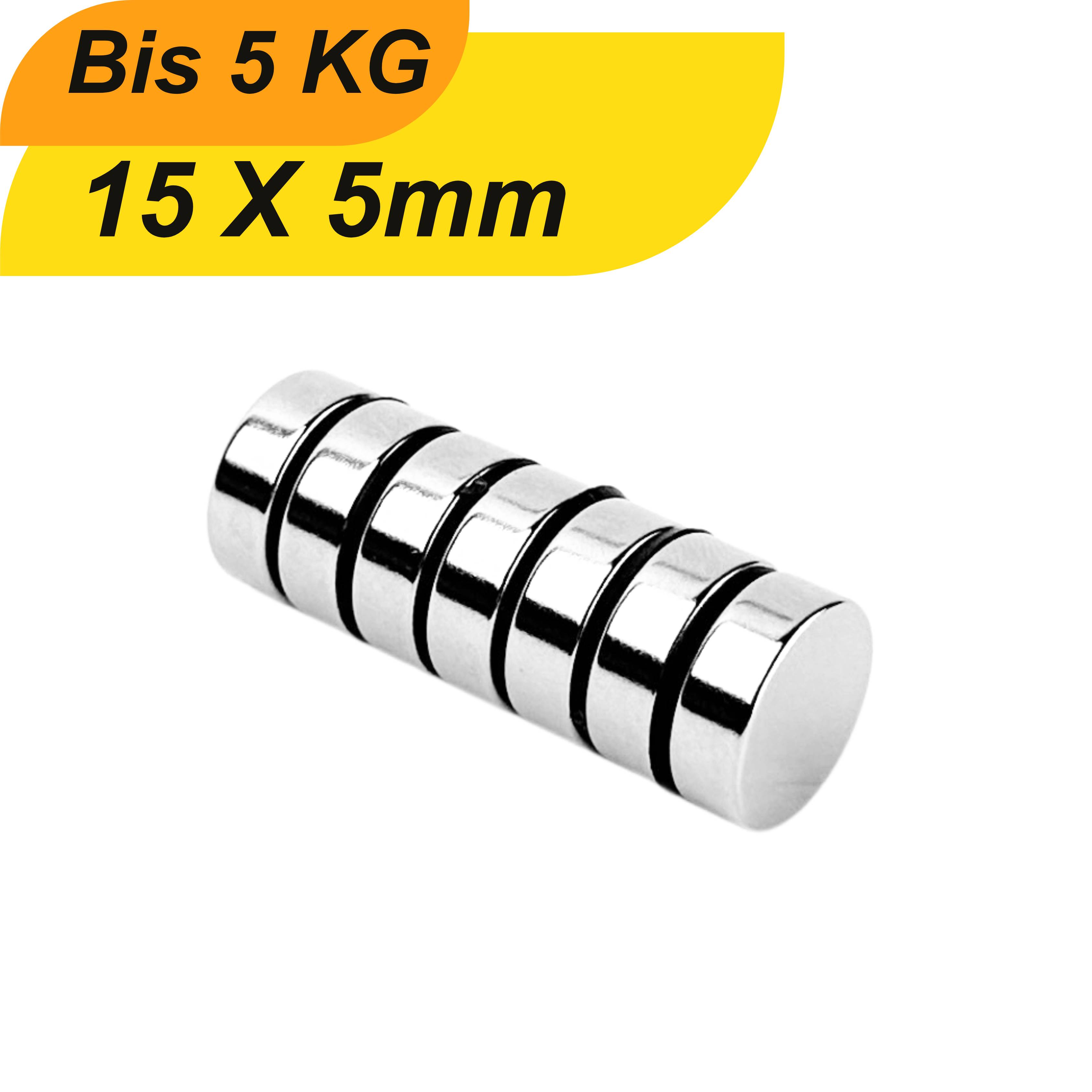 10 Stück Neodym Magnet 15mm x 5mm Supermagnete hohe Haftkraft Scheibenmagnet-0