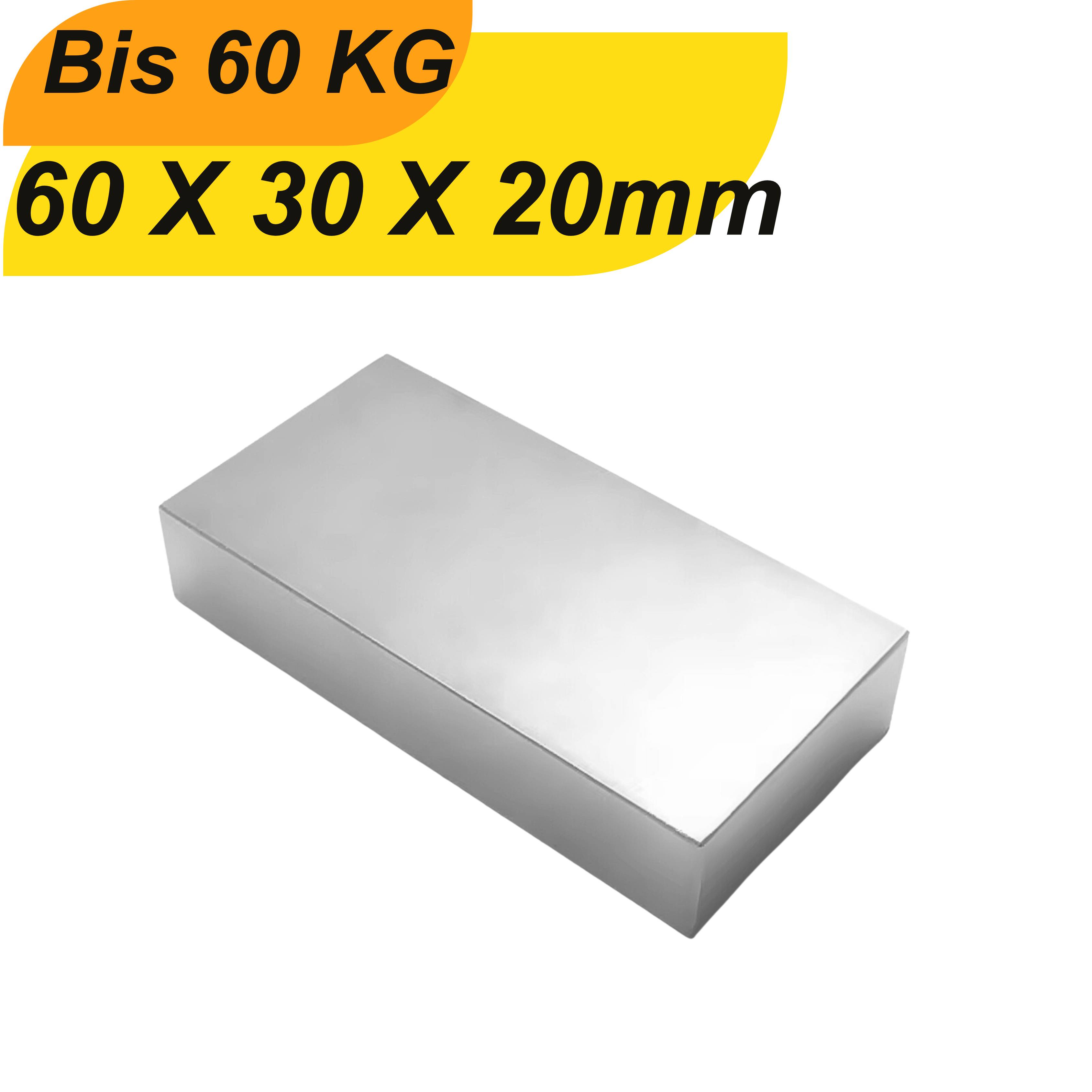 1 Stück Neodym Magnet 60mm x 30mm x 20mm Supermagnete hohe Haftkraft Quadermagnete-0