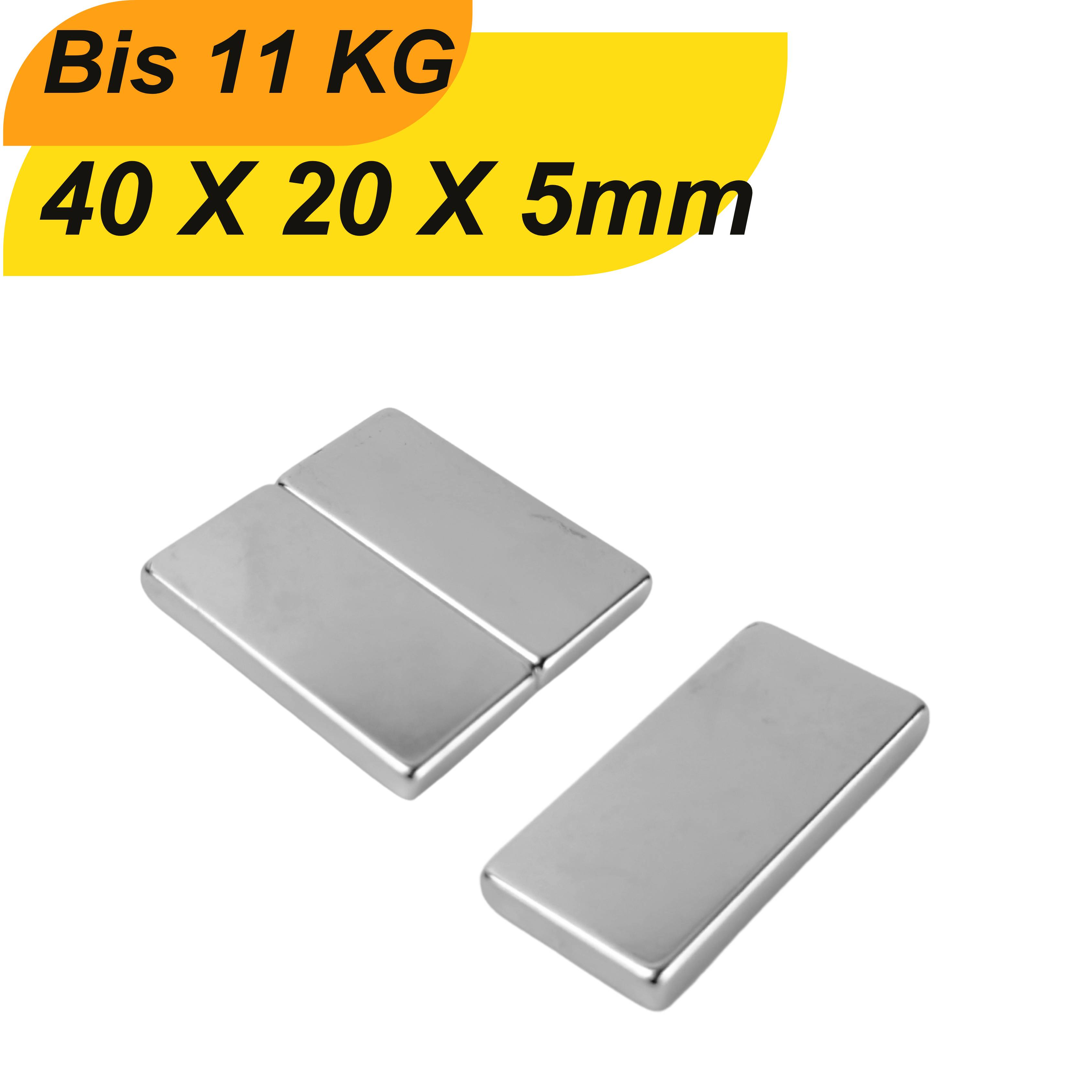 50 Stück Neodym Magnet 40mm x 20mm x 5mm Supermagnete hohe Haftkraft Quadermagnete-0