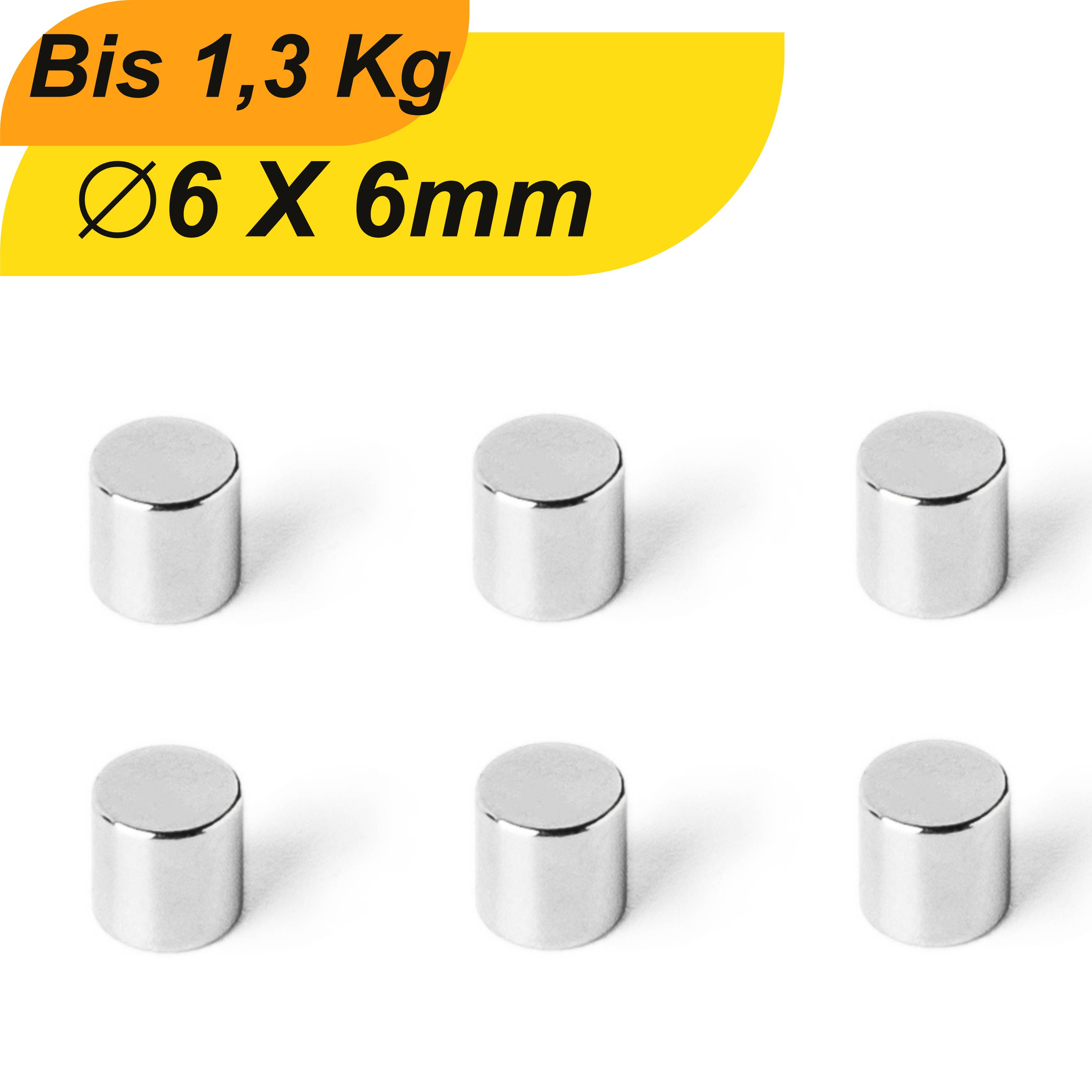 50 Stück Neodym Magnet 6mm x 6mm Supermagnete hohe Haftkraft Scheibenmagnet-0