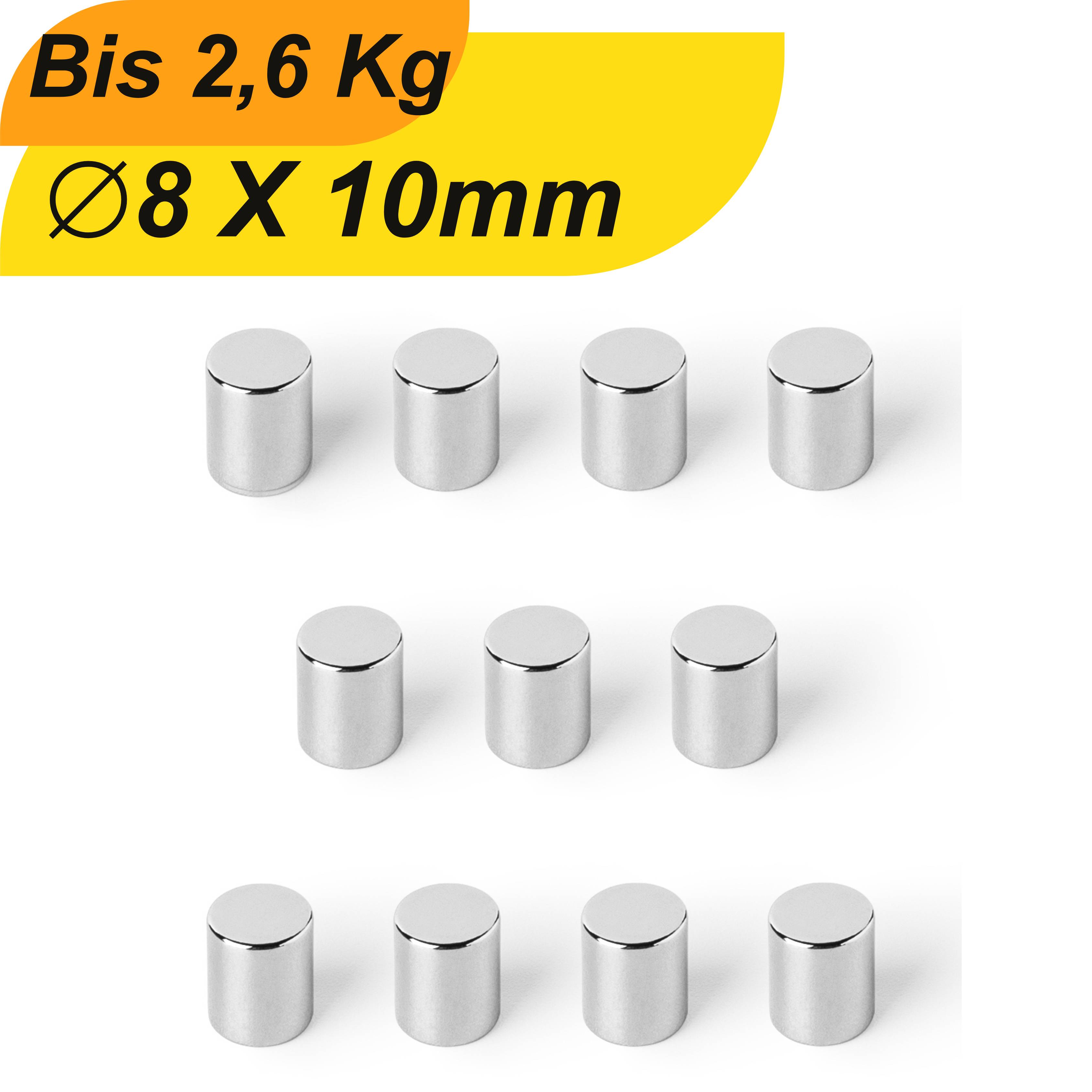20 Stück Neodym Magnet 8mm x 10mm Supermagnete hohe Haftkraft Scheibenmagnet-0