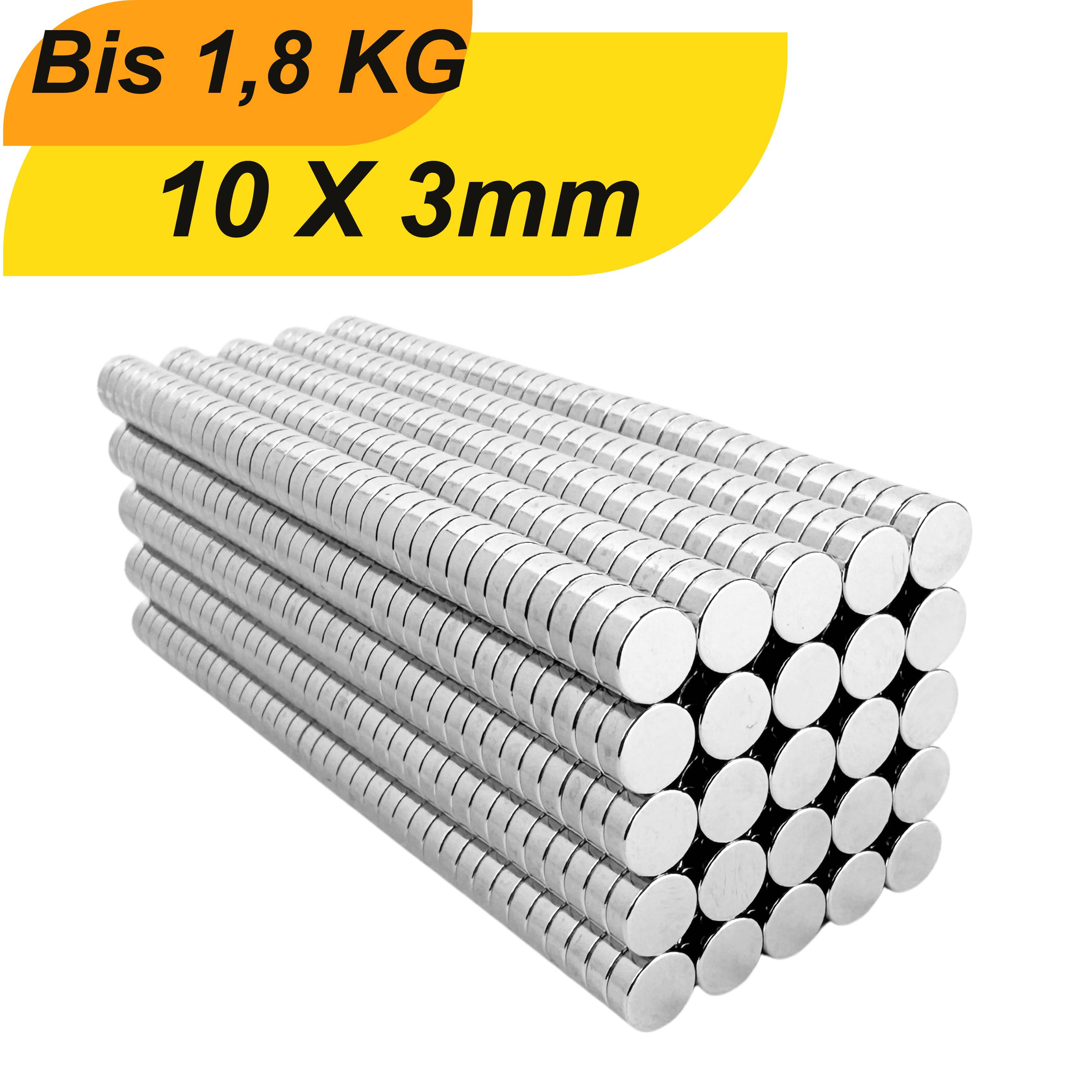 50 Stück Neodym Magnet 10mm x 3mm Supermagnete hohe Haftkraft Scheibenmagnet-0