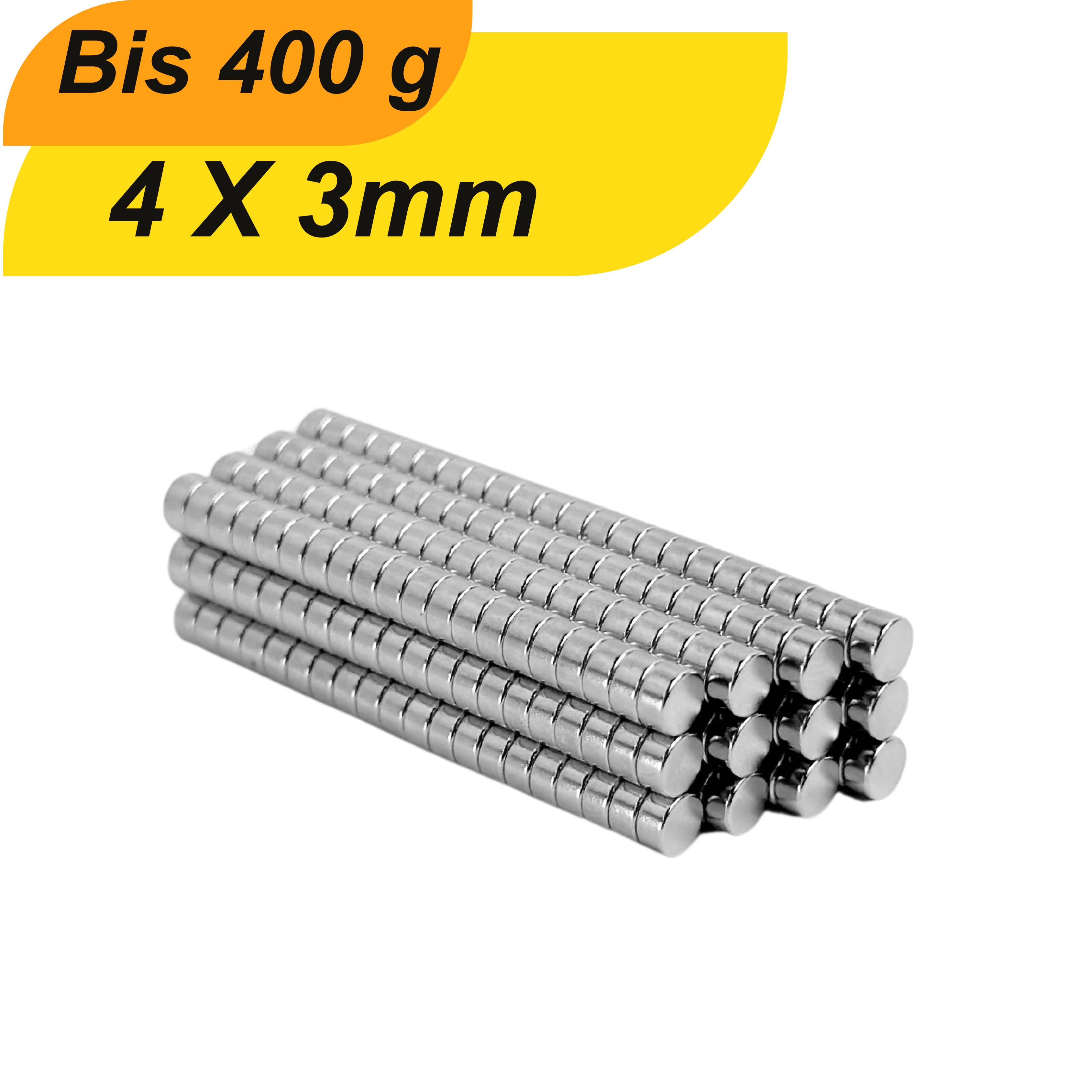 10 Stück Neodym Magnet 4mm x 3mm Supermagnete hohe Haftkraft Scheibenmagnet-0