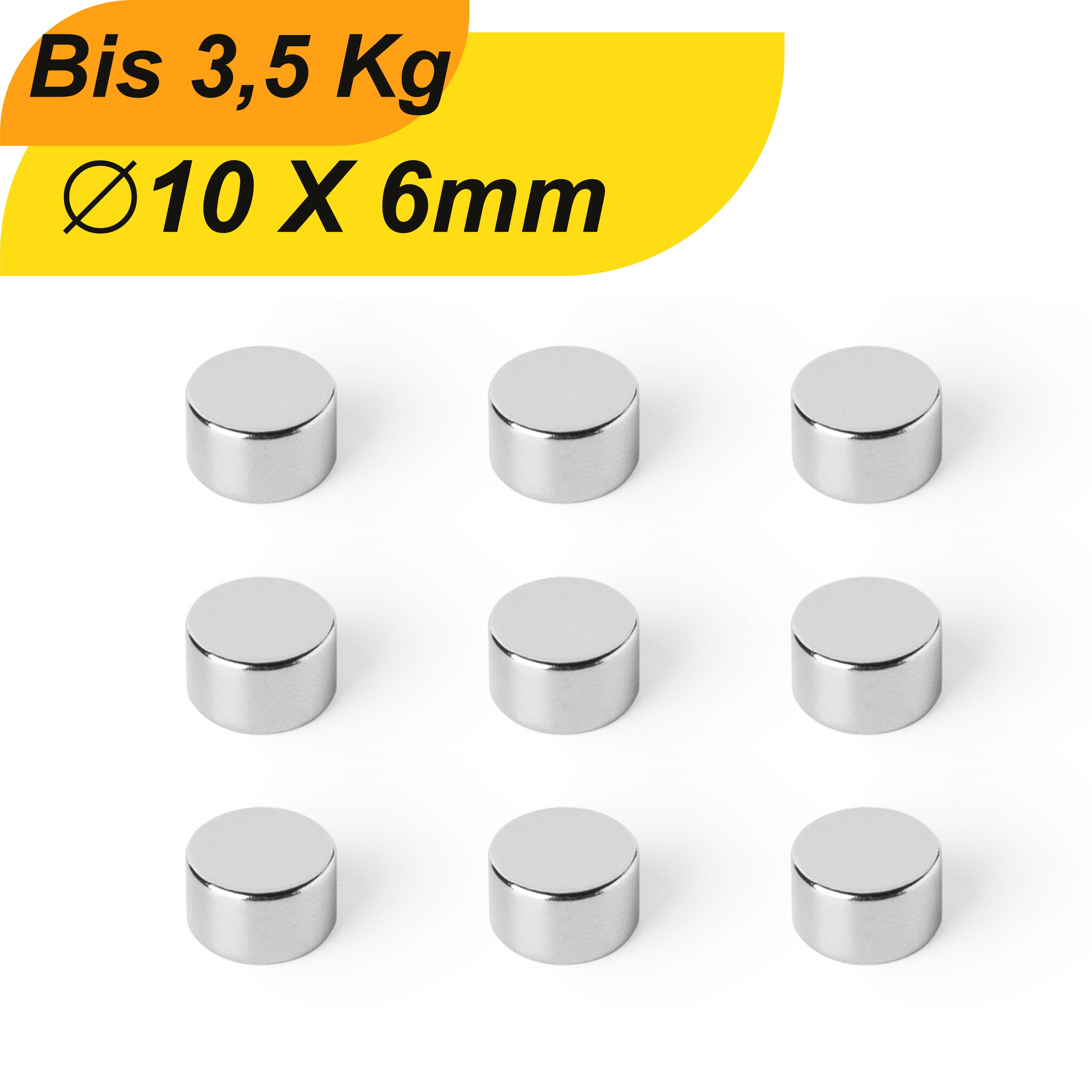 50 Stück Neodym Magnet 10mm x 6mm Supermagnete hohe Haftkraft Scheibenmagnet-0