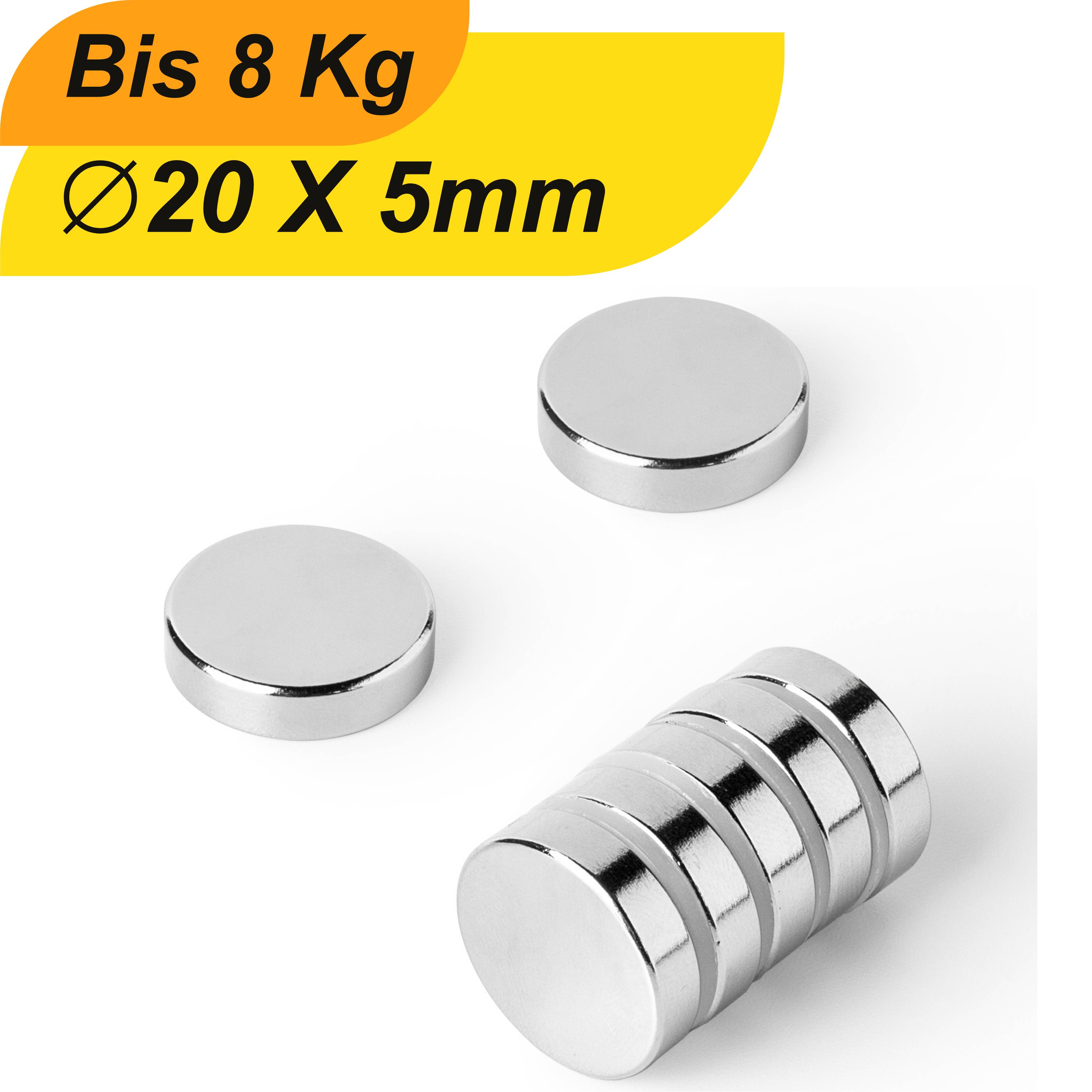 20 Stück Neodym Magnet 20mm x 5mm Supermagnete hohe Haftkraft Scheibenmagnet-0