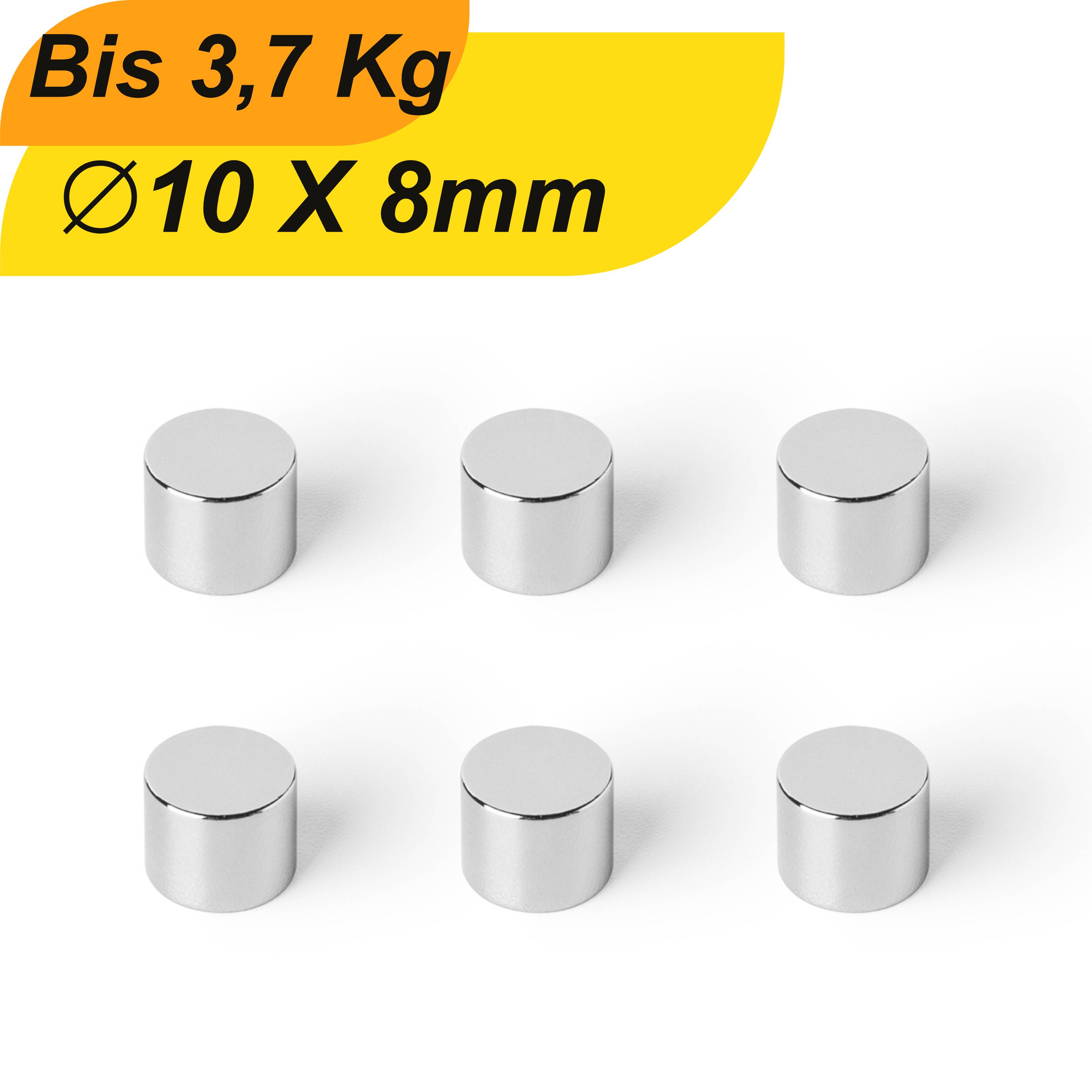 100 Stück Neodym Magnet 10mm x 8mm Supermagnete hohe Haftkraft Scheibenmagnet-0