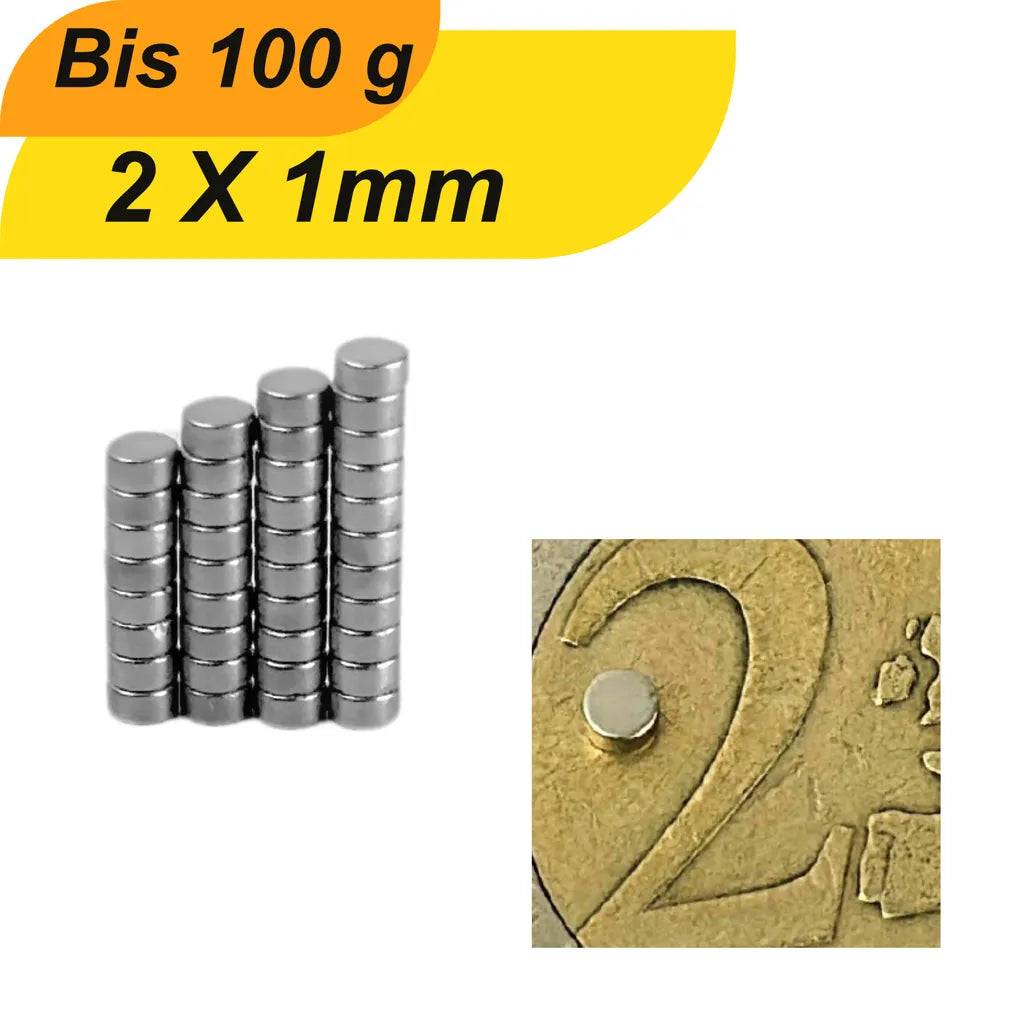 500 Stück Neodym Magnet 2mm x 1mm Supermagnete hohe Haftkraft Scheibenmagnet-0