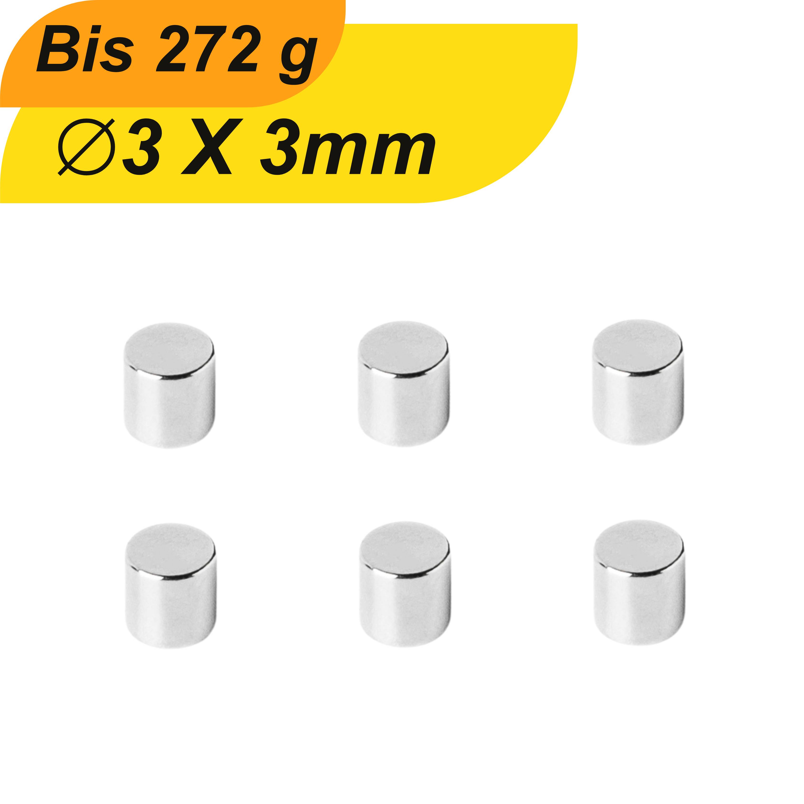 100 Stück Neodym Magnet 3mm x 3mm Supermagnete hohe Haftkraft Scheibenmagnet-0