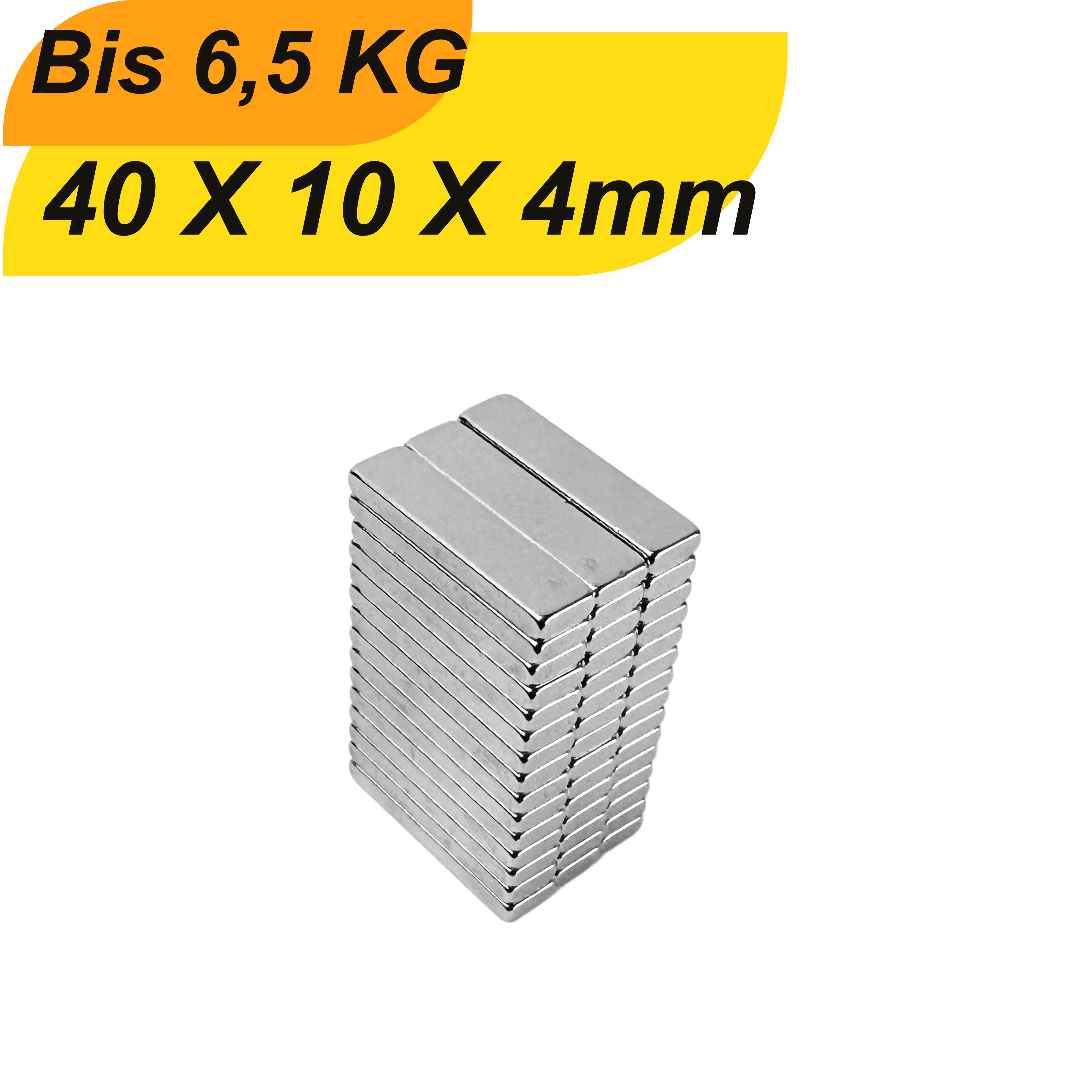 5 Stück Neodym Magnet 40mm x 10mm x 4mm Supermagnete hohe Haftkraft Quadermagnete-0