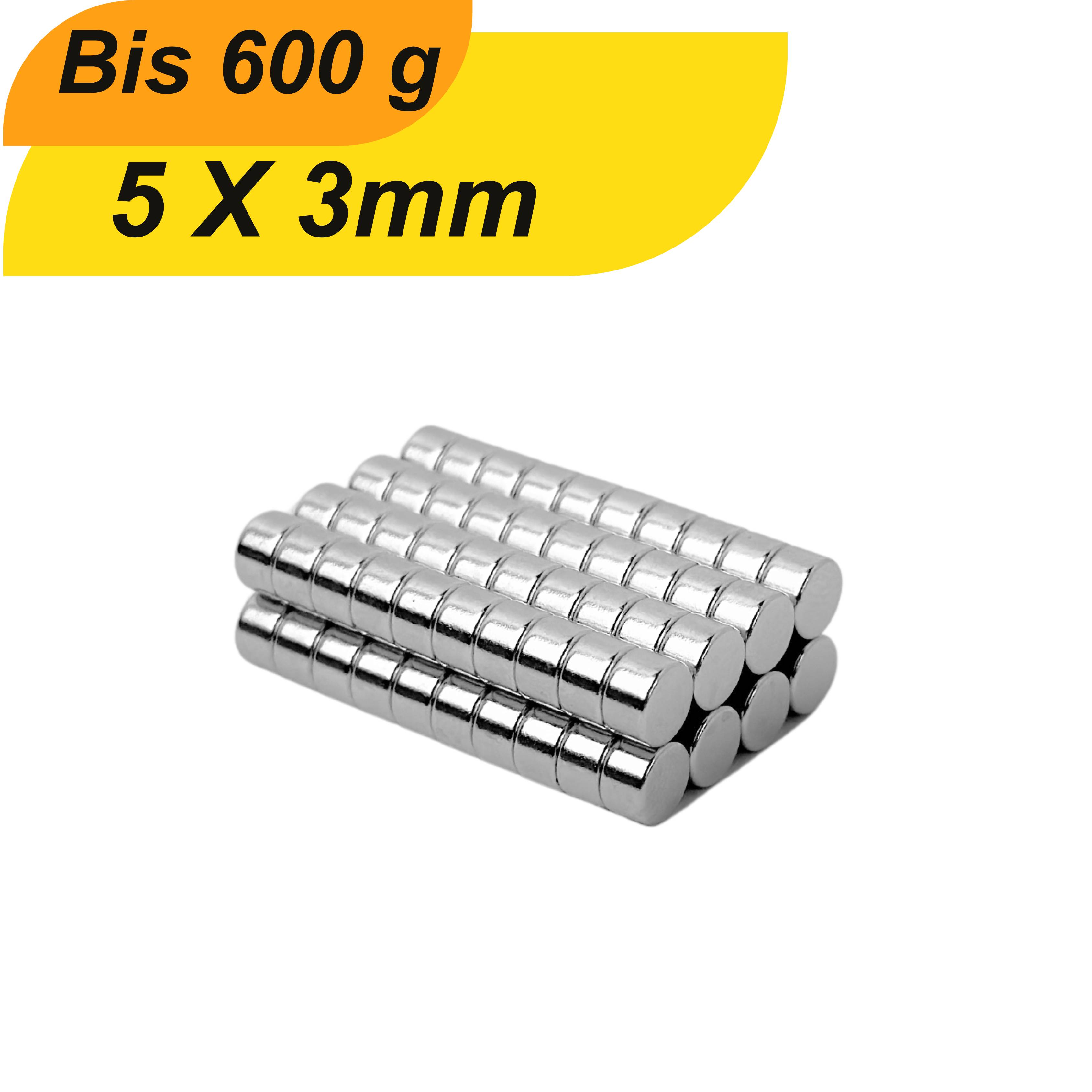 1000 Stück Neodym Magnet 5mm x 3mm Supermagnete hohe Haftkraft Scheibenmagnet-0