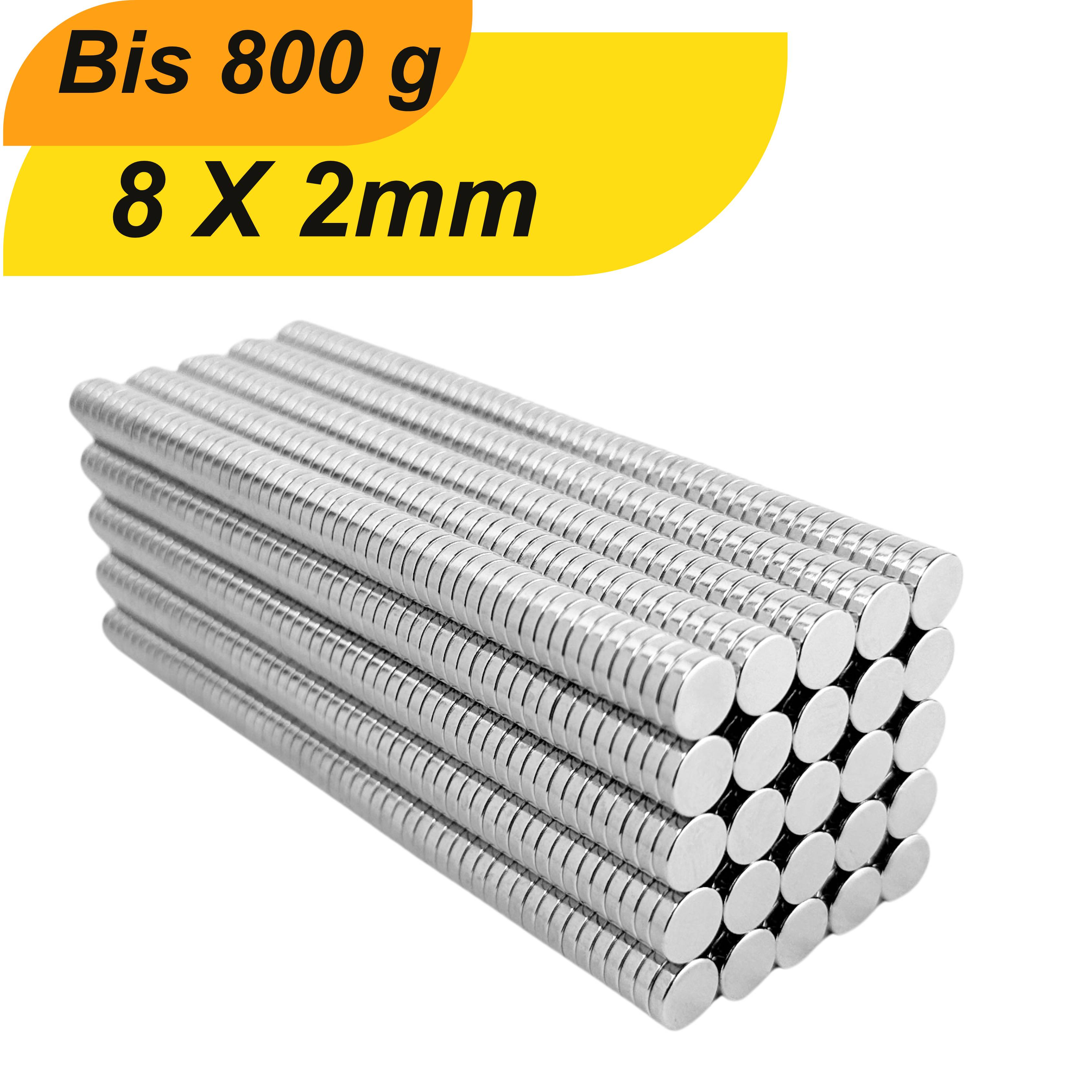 50 Stück Neodym Magnet 8mm x 2mm Supermagnete hohe Haftkraft Scheibenmagnet-0