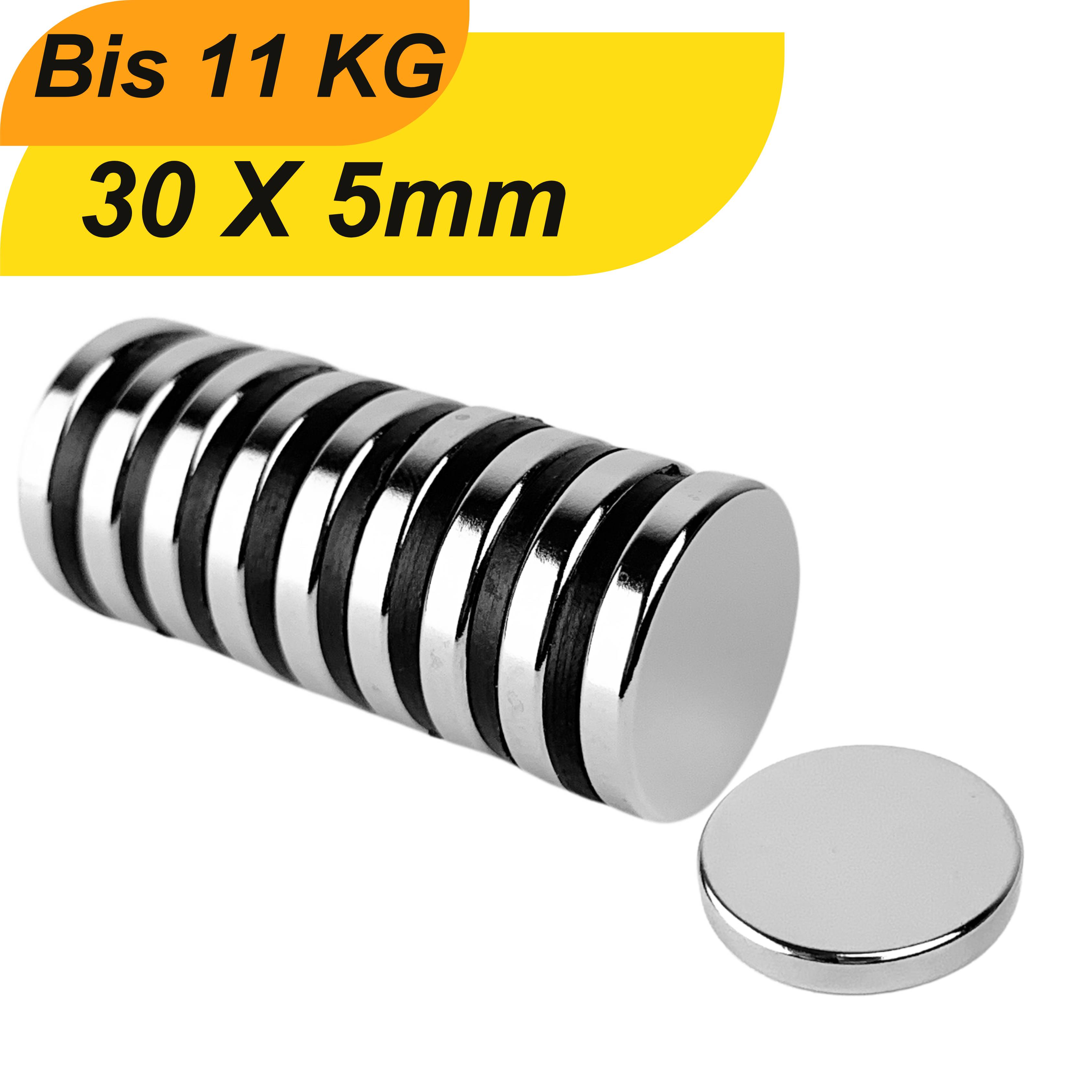 50 Stück Neodym Magnet 30mm x 5mm Supermagnete hohe Haftkraft Scheibenmagnet-0