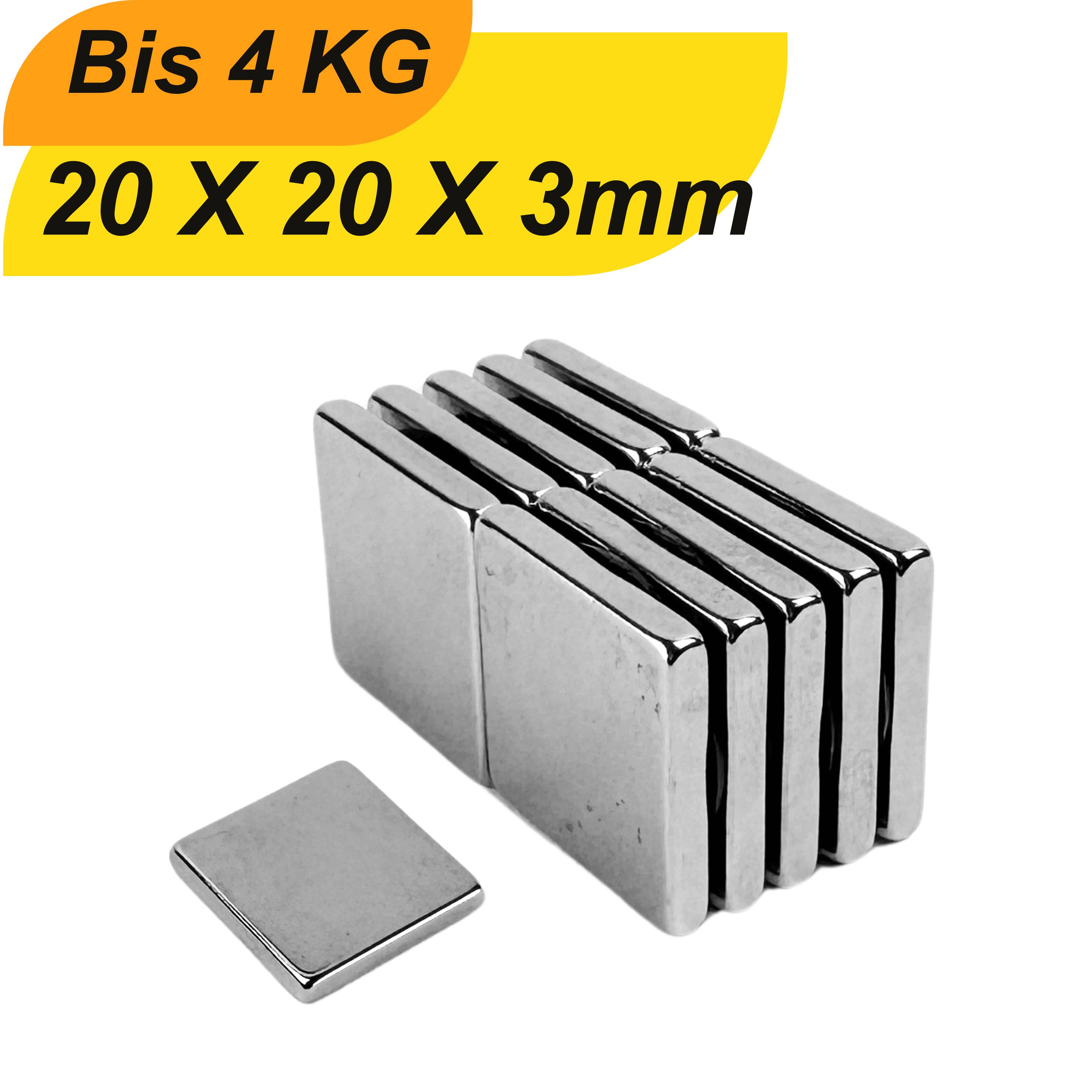 50 Stück Neodym Magnet 20mm x 20mm x 3mm Supermagnete hohe Haftkraft Quadermagnete-0
