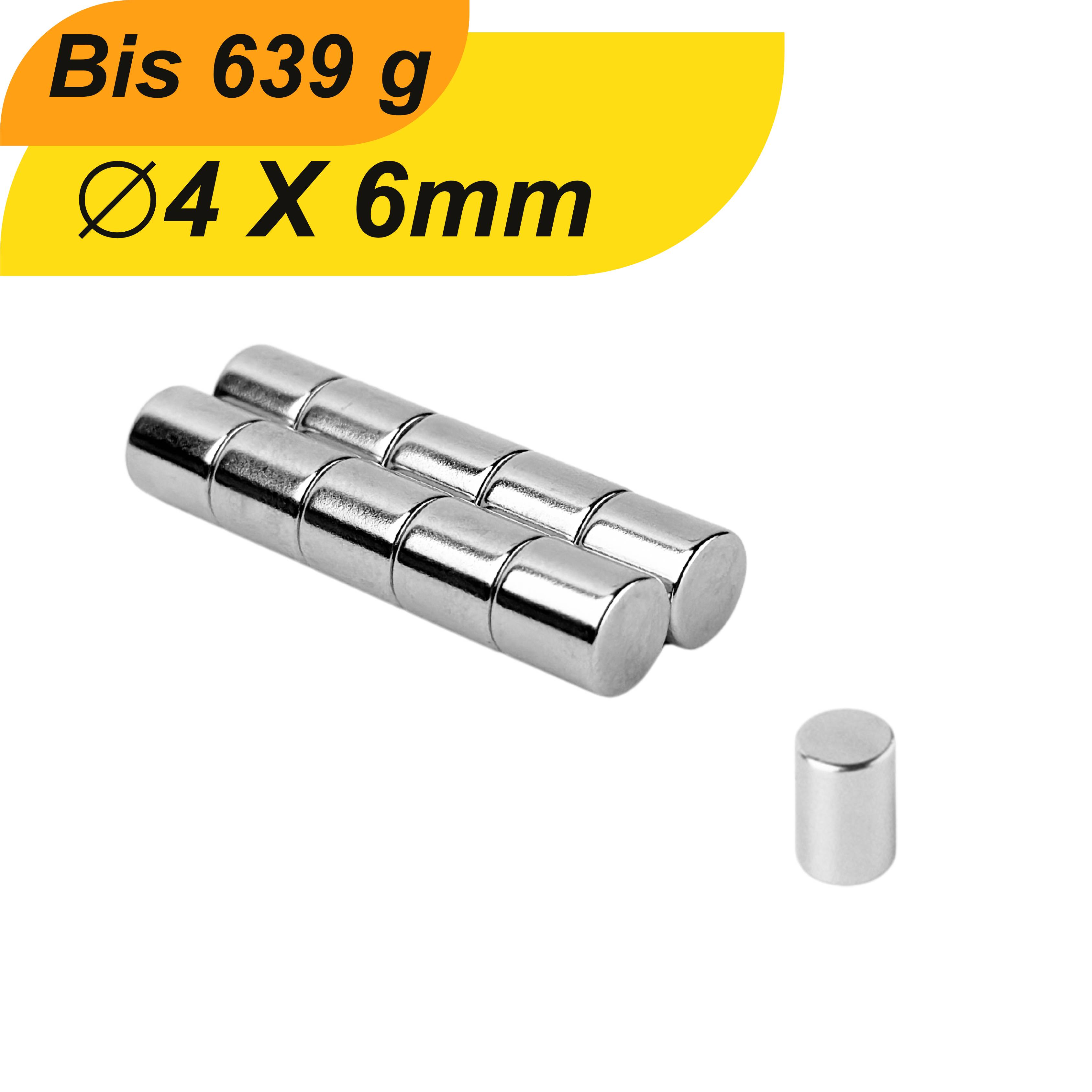 100 Stück Neodym Magnet 4mm x 6mm Supermagnete hohe Haftkraft Scheibenmagnet-0