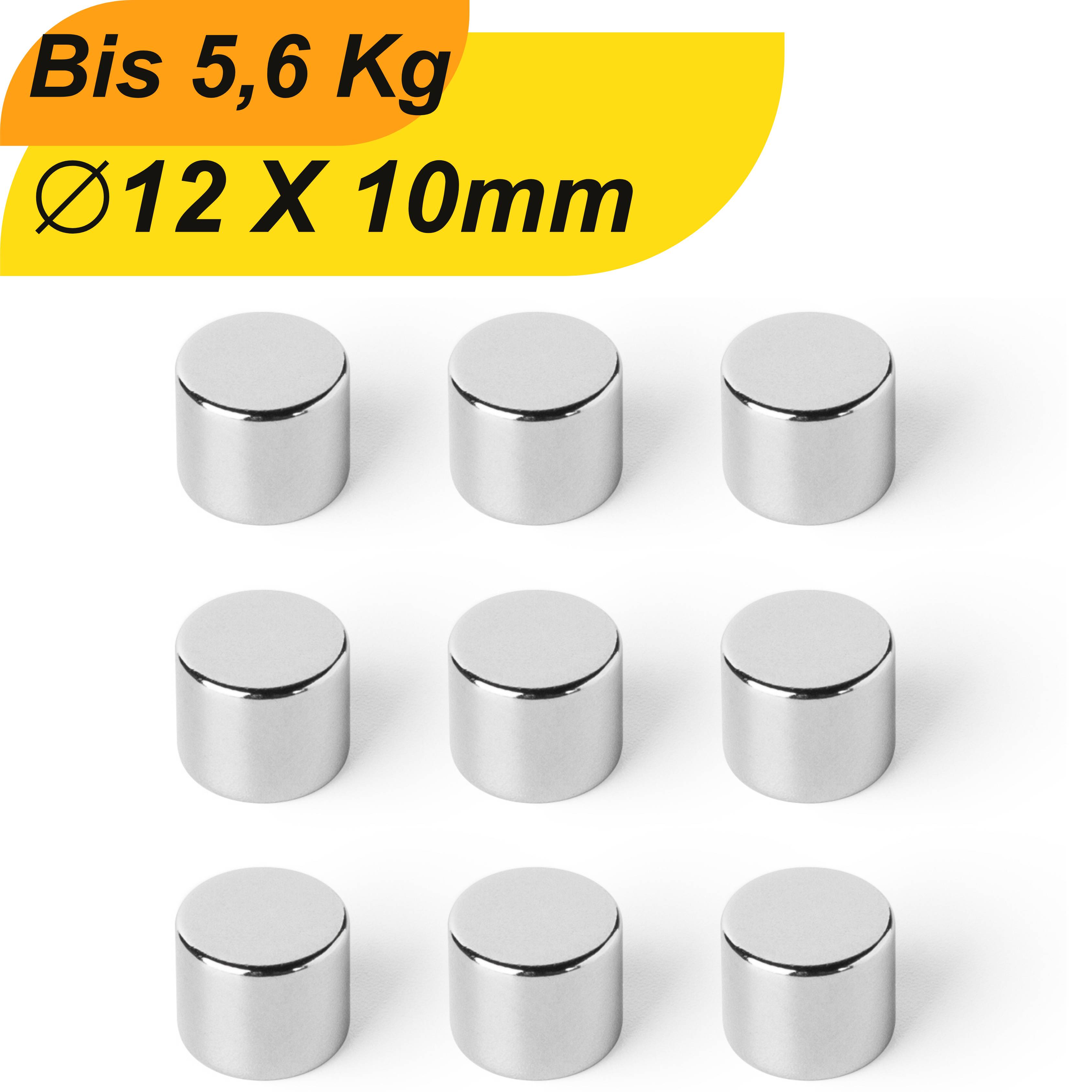 100 Stück Neodym Magnet 12mm x 10mm Supermagnete hohe Haftkraft Scheibenmagnet-0