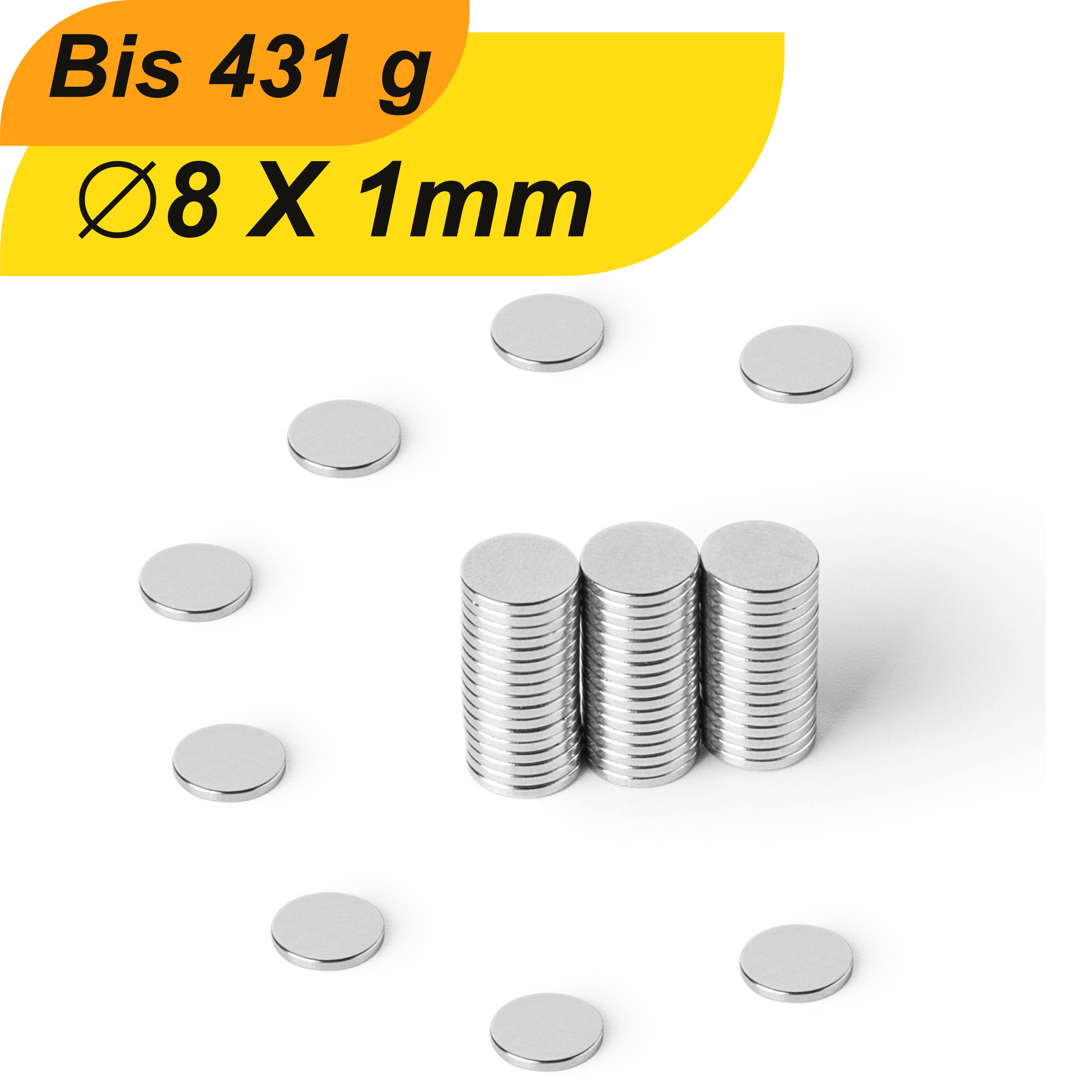10 Stück Neodym Magnet 8mm x 1mm Supermagnete hohe Haftkraft Scheibenmagnet-0