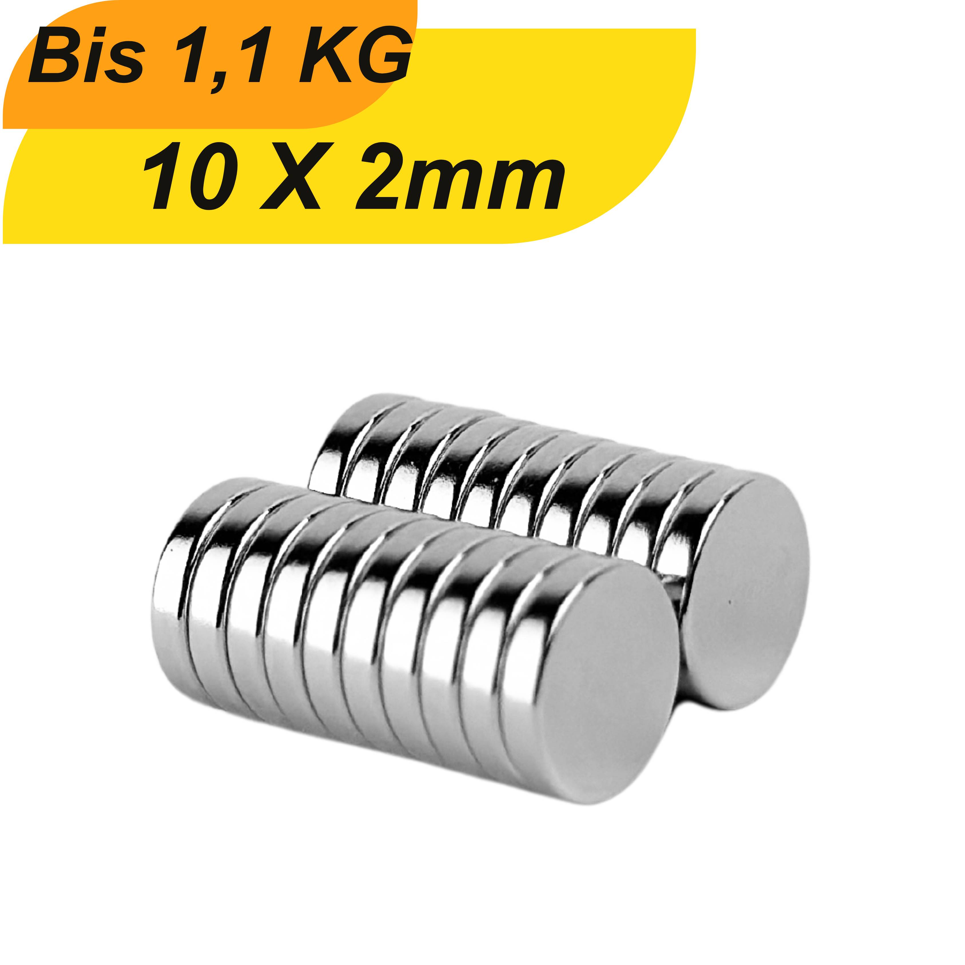 200 Stück Neodym Magnet 10mm x 2mm Supermagnete hohe Haftkraft Scheibenmagnet-0