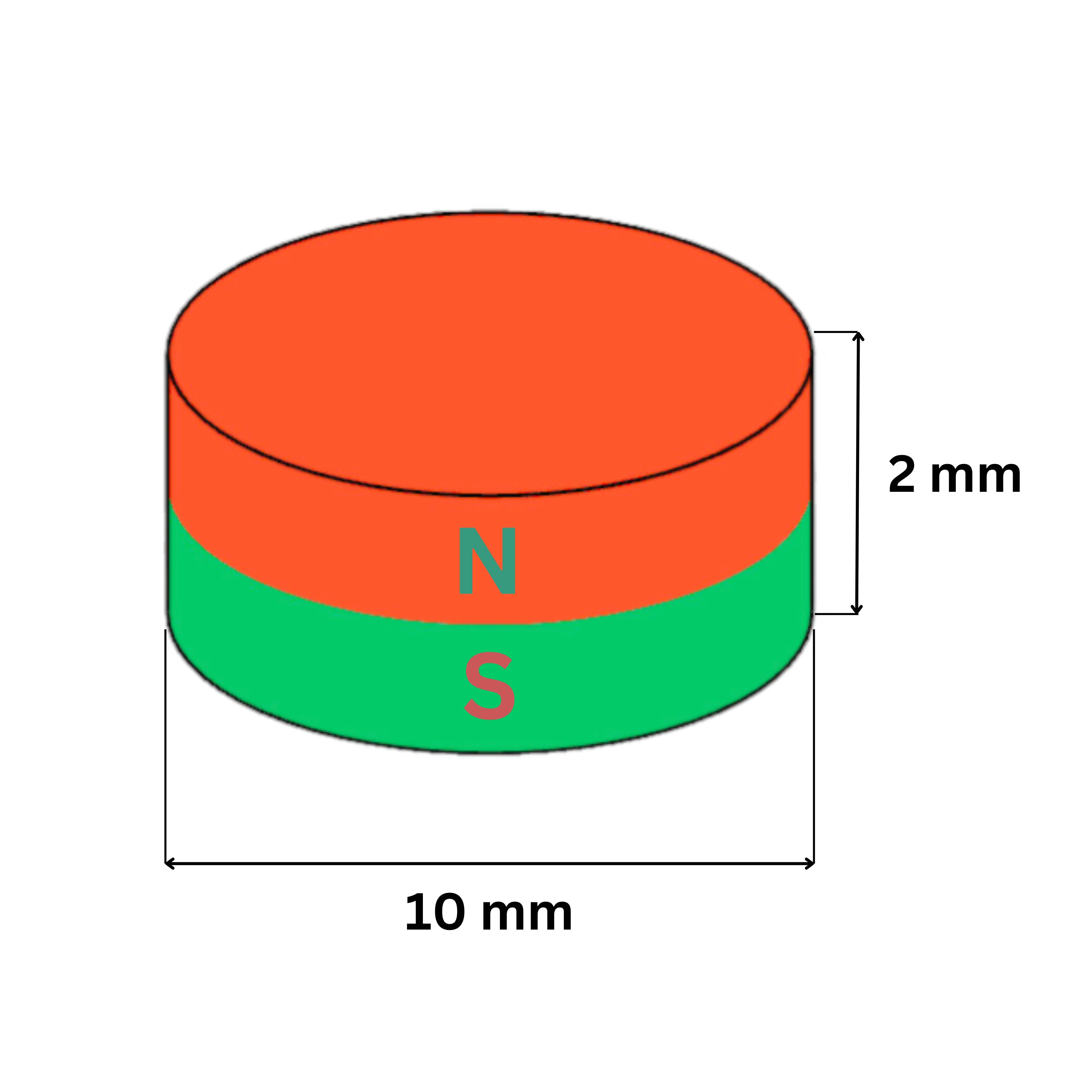 200 Stück Neodym Magnet 10mm x 2mm Supermagnete hohe Haftkraft Scheibenmagnet-4