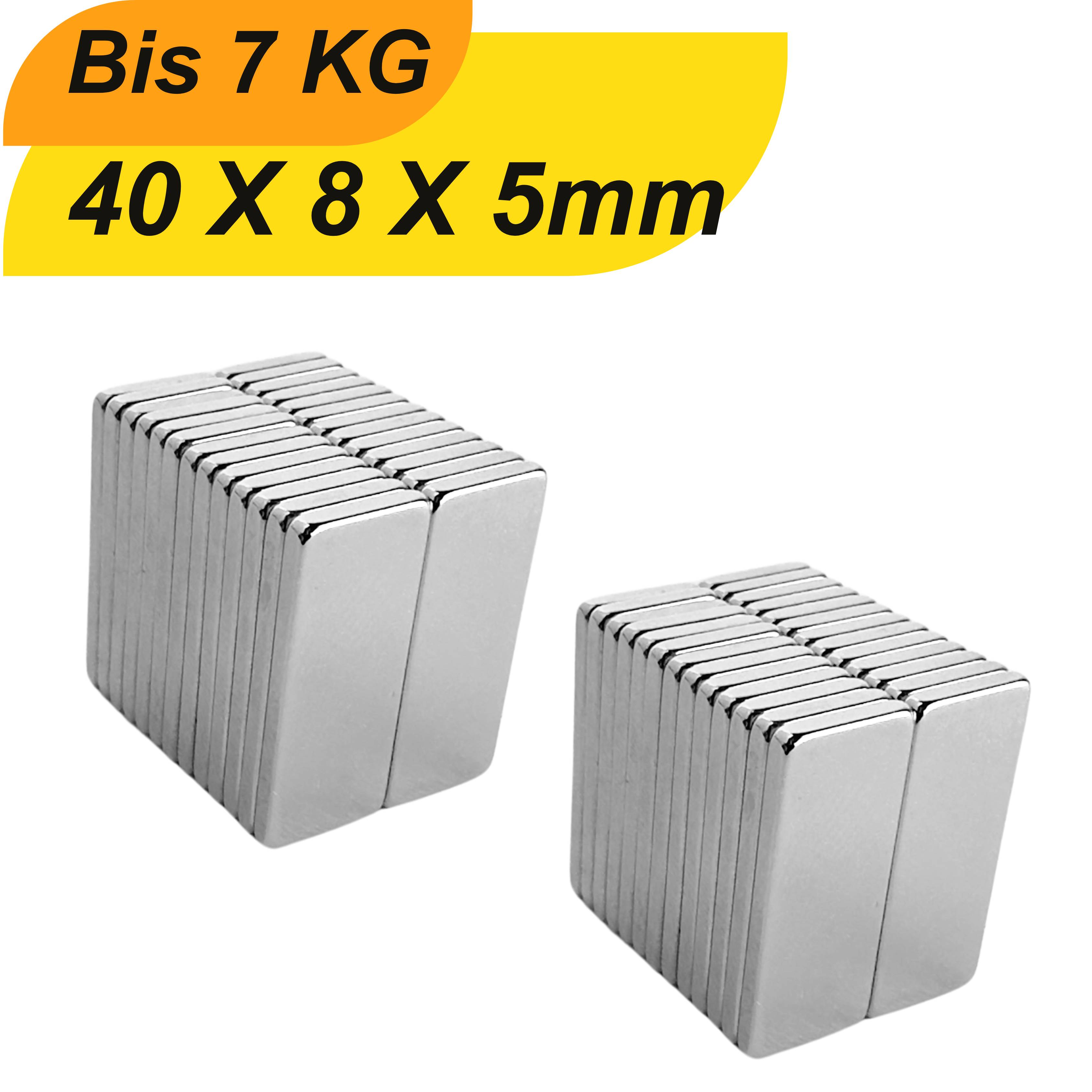 10 Stück Neodym Magnet 40mm x 8mm x 5mm Supermagnete hohe Haftkraft Quadermagnete-0
