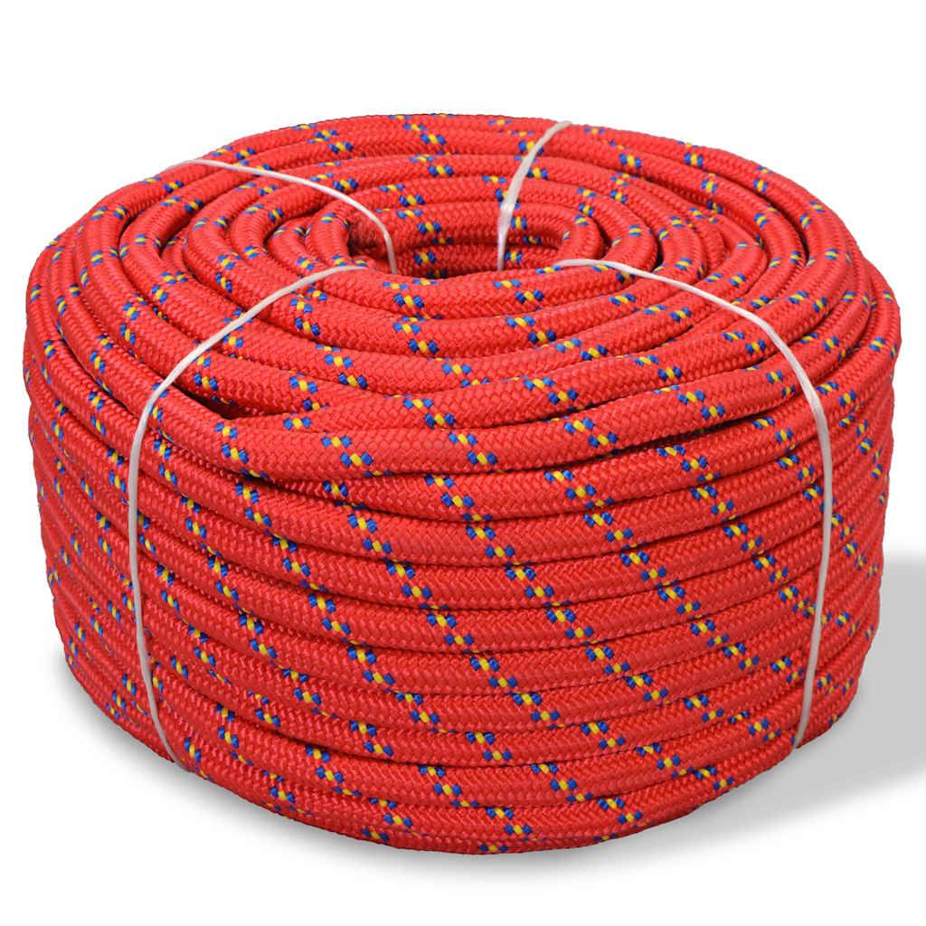 vidaXL Bootsseil Polypropylen 12 mm 50 m Rot-0