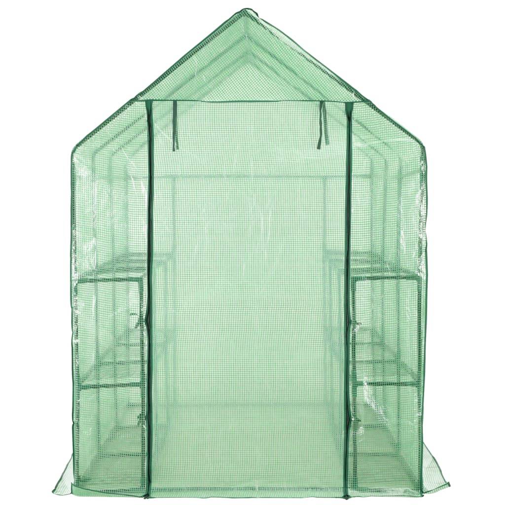 vidaXL Begehbares Gewächshaus mit 12 Regalen Stahl 143 x 214 x 196 cm-3