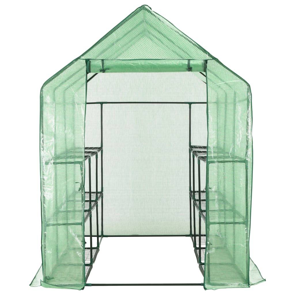vidaXL Begehbares Gewächshaus mit 12 Regalen Stahl 143 x 214 x 196 cm-4