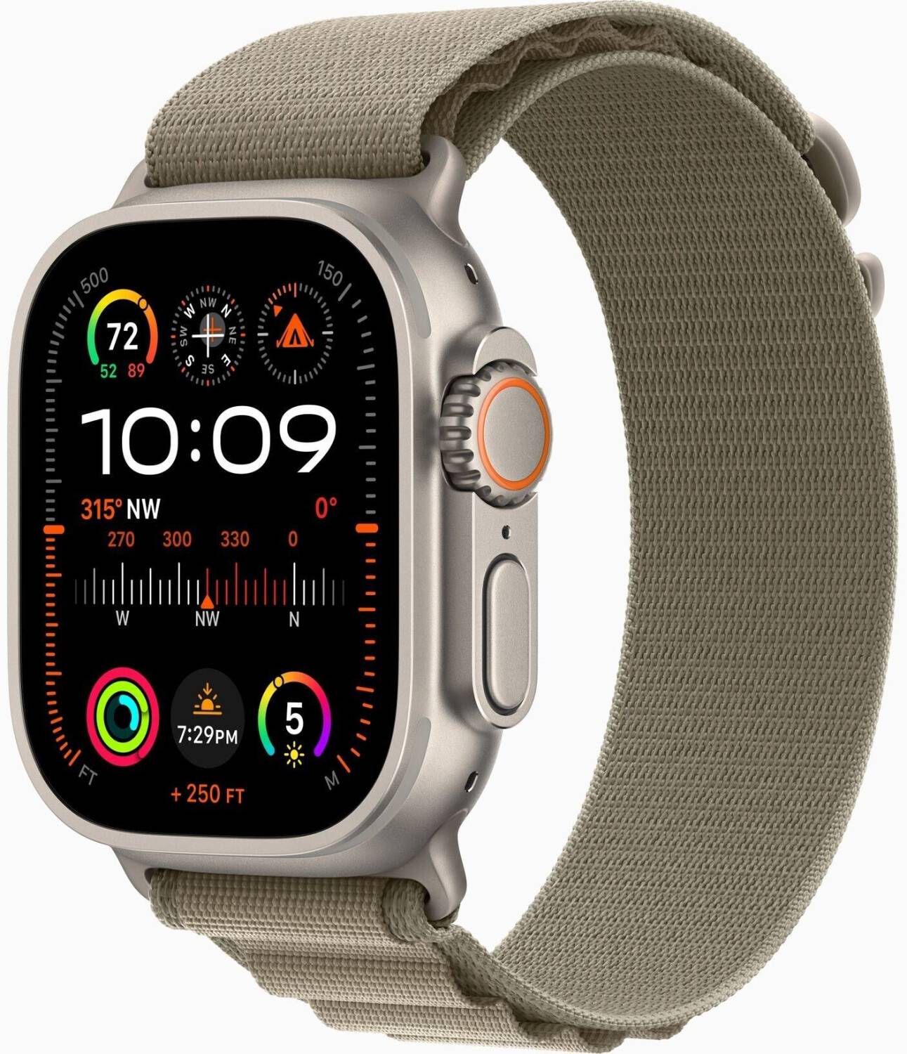 Apple Watch Ultra 2 Titanium 49mm A2986 Nylon Band Trail Loop Olive-0