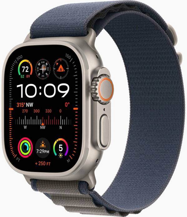 Apple Watch Ultra 2 Titanium 49mm A2986 Nylon Band Trail Loop Indigo