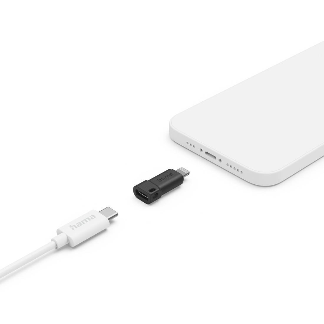 hama 00201734 USB-C-Adapter auf Apple Lightning-Stecker, MFI, Schwarz-3