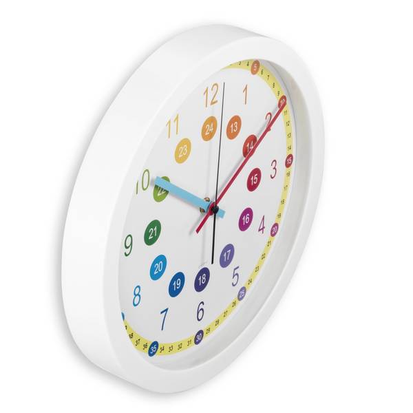 hama 00222203 Kinder-Wanduhr "Sal", ohne Ticken, für Kinderzimmer, analog, Ø 30 cm, Bunt