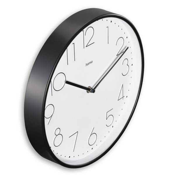 hama 00185873 Wanduhr "Korsika", Ø 30 cm, ohne Ticken, Schwarz/Weiß