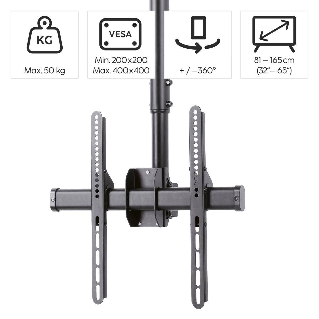 hama 00220878 TV-Deckenhalterung, schwenkbar, neigbar, 165 cm (65") bis 50 kg-1