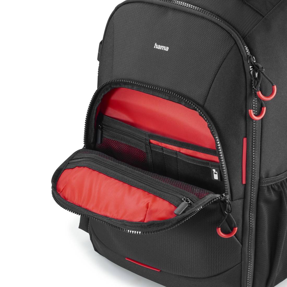 hama 00121346 Kamera-Rucksack "Ohio", 190, Schwarz/Rot-2