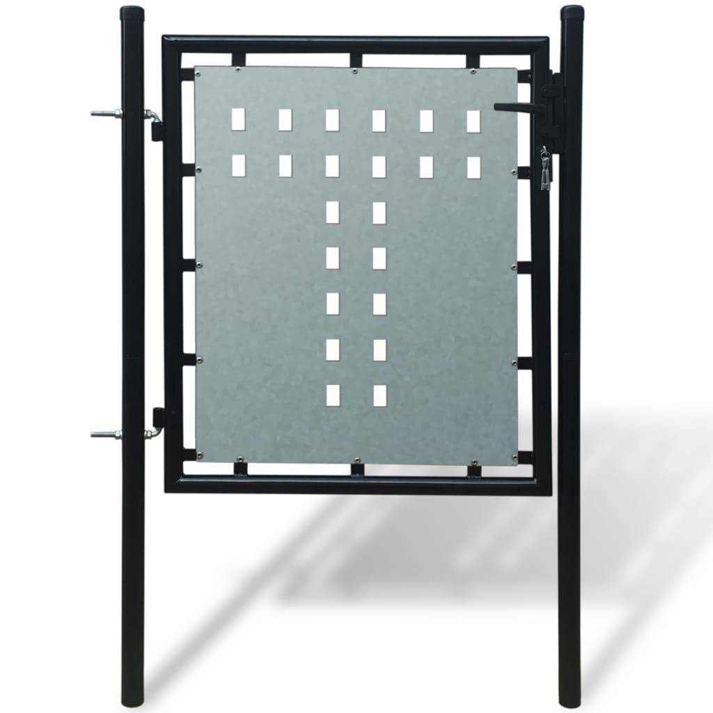 vidaXL Schwarzes Einzeltor für Zäune 100 x 75 cm-0
