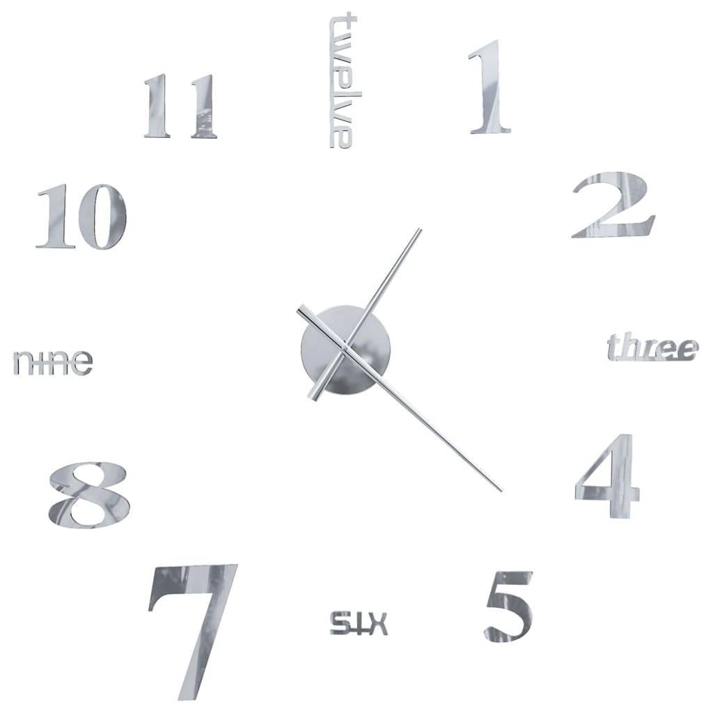 vidaXL 3D-Wanduhr Modernes Design 100 cm XXL Silbern-4